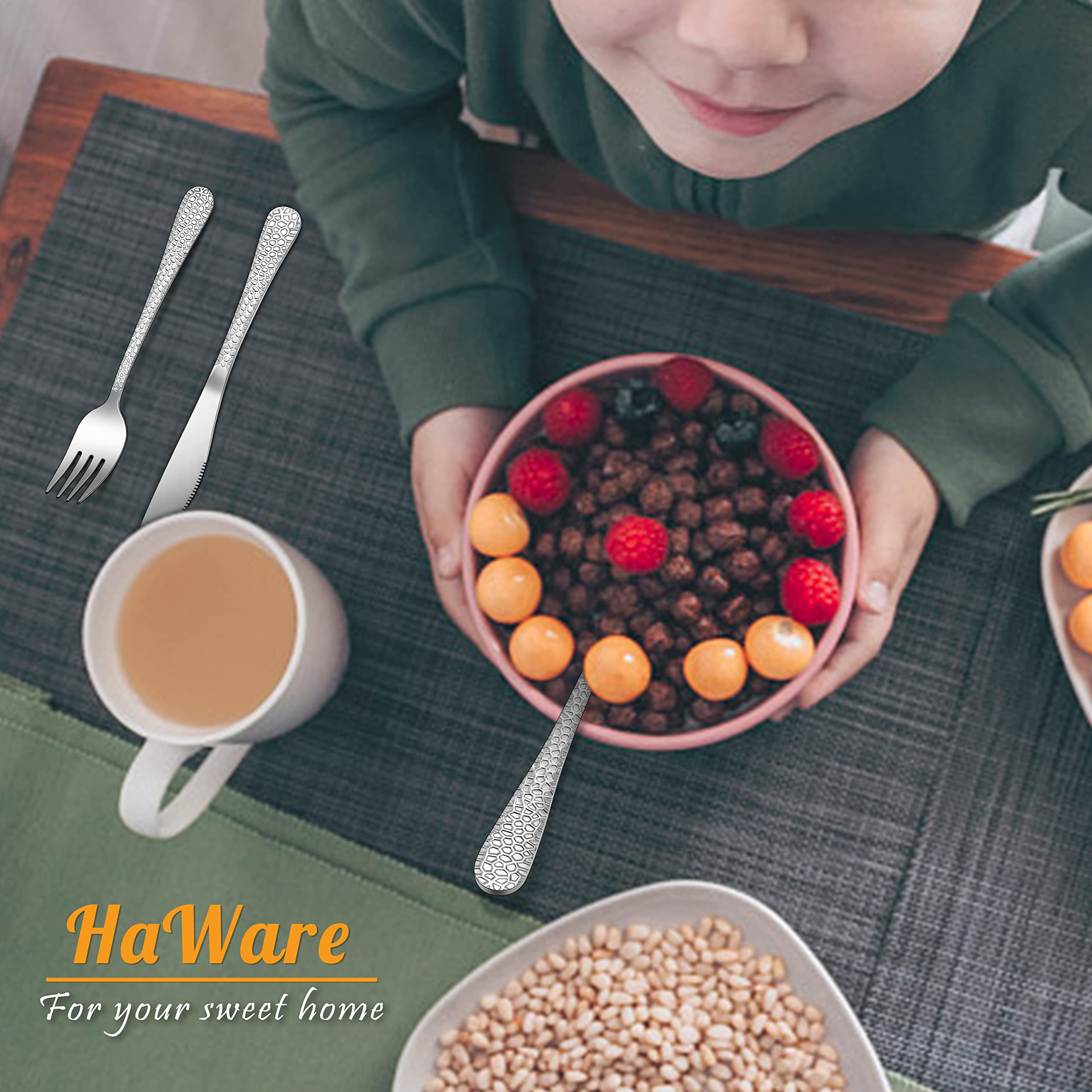 9-Piece Stainless Steel Kids Spoons, HaWare Toddler Flatware, Kids Silverware Preschooler Utensils, Baby Spoons for Self Feeding