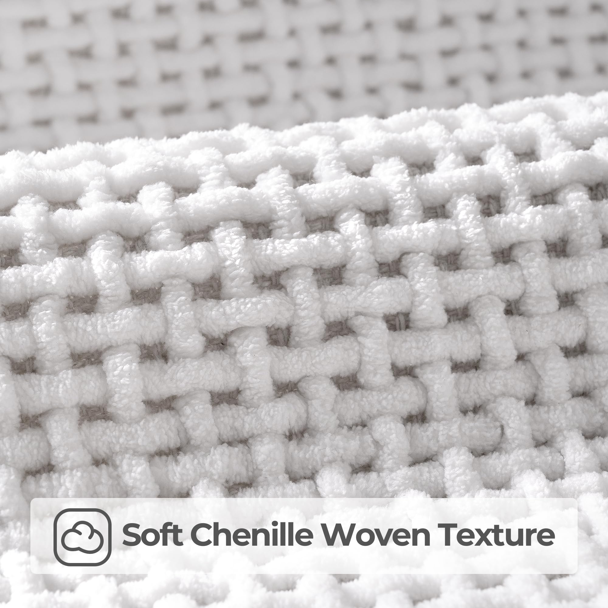 Granny Says White Bathroom Rugs Non Slip Washable, Absorbent Bath Mats For Bathroom, 32'' X 20'', Thin Chenille Bathroom Rug, Qu