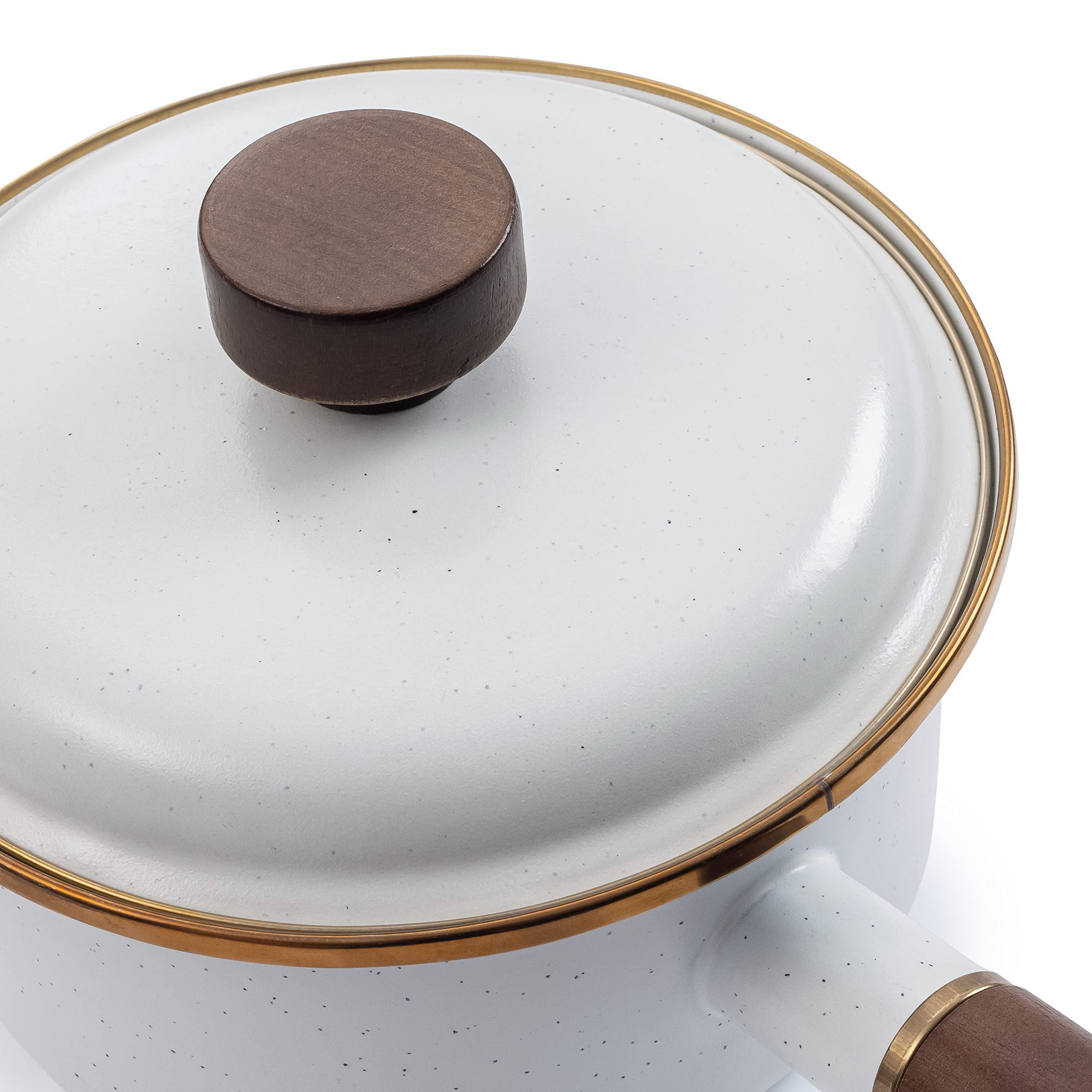 Barebones Enamel Saucepan - Steel Cooking Pot For The Kitchen And Camping, Durable Sauce Pan With Lid (Eggshell)