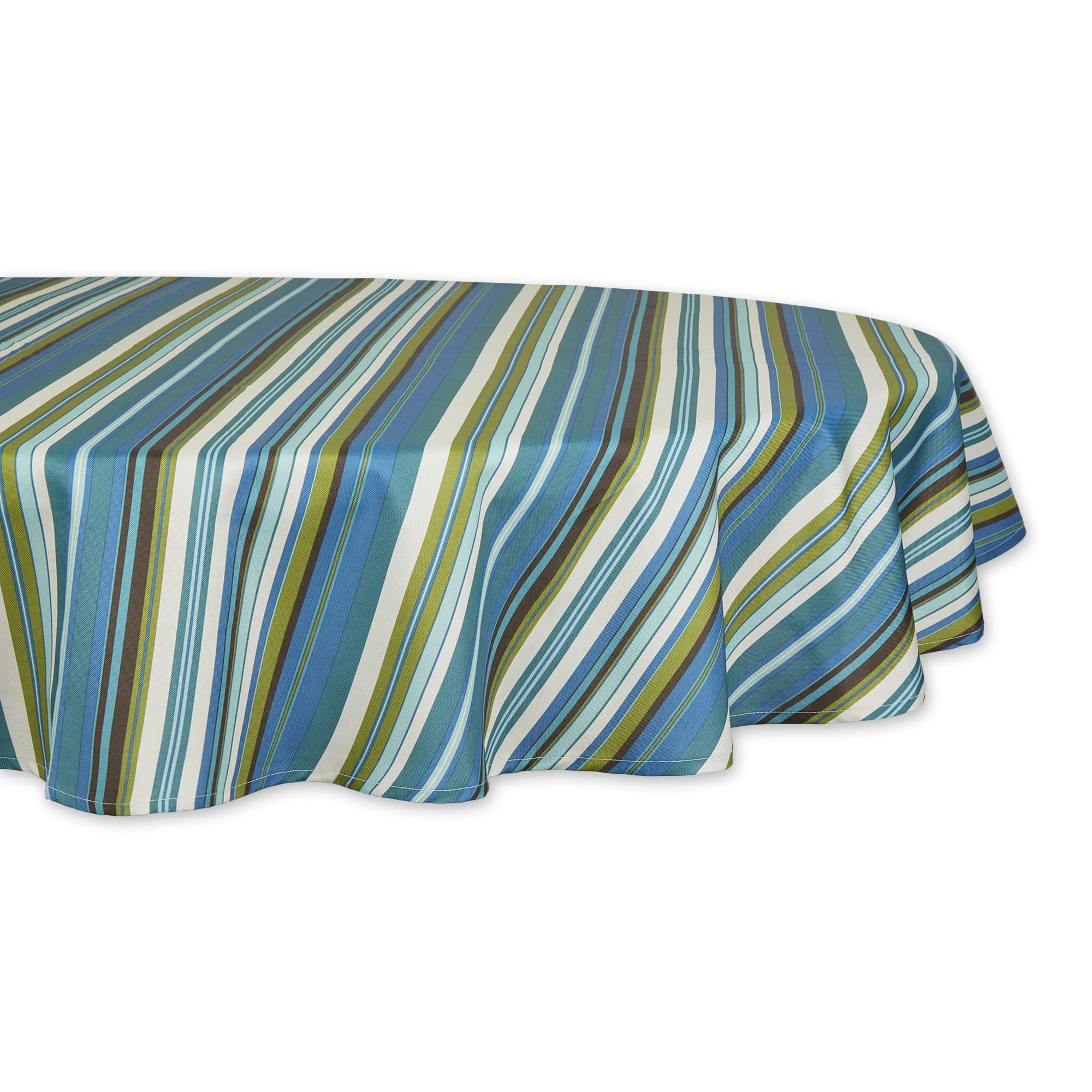 BEACHY STRIPE PRINT OUTDOOR TABLECLOTH 60 ROUND