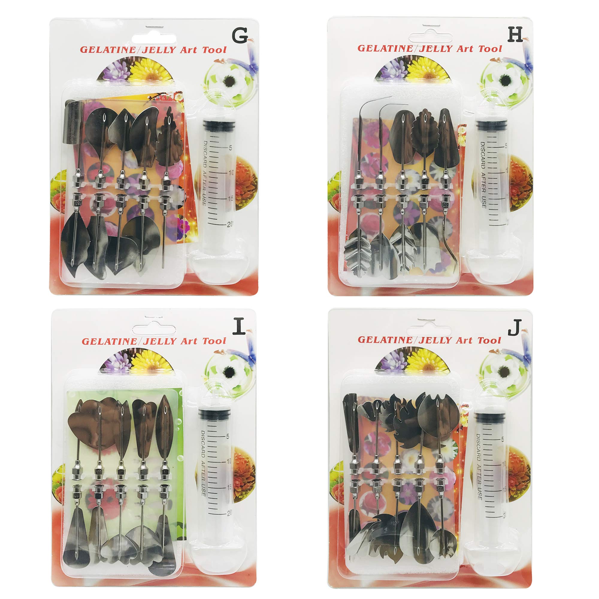 Woohome Art Cake Tools, 3D Gelatin Jelly Tools Includes 40 PCS Gelatin Tools and Making Pudding Pastry Nozzles for Cake Decorati