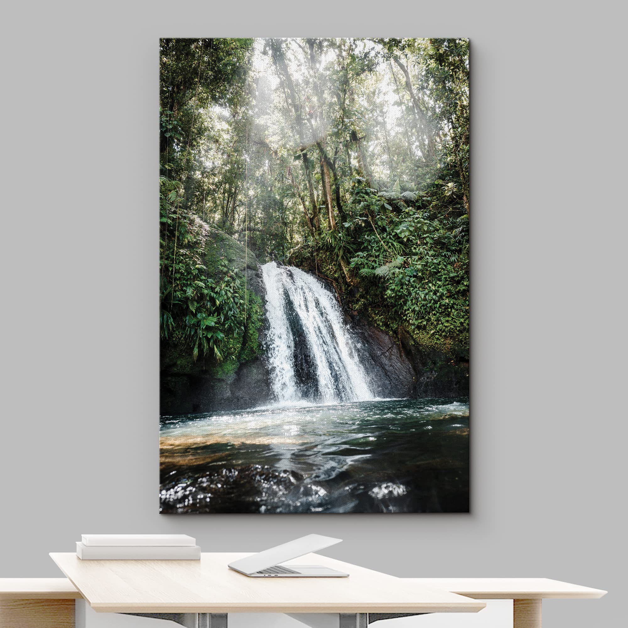 Wall26 Canvas Print Wall Art Waterfall Forest Landscape In Sunlight Nature Wilderness Photography Modern Rustic Scenic Multicolo