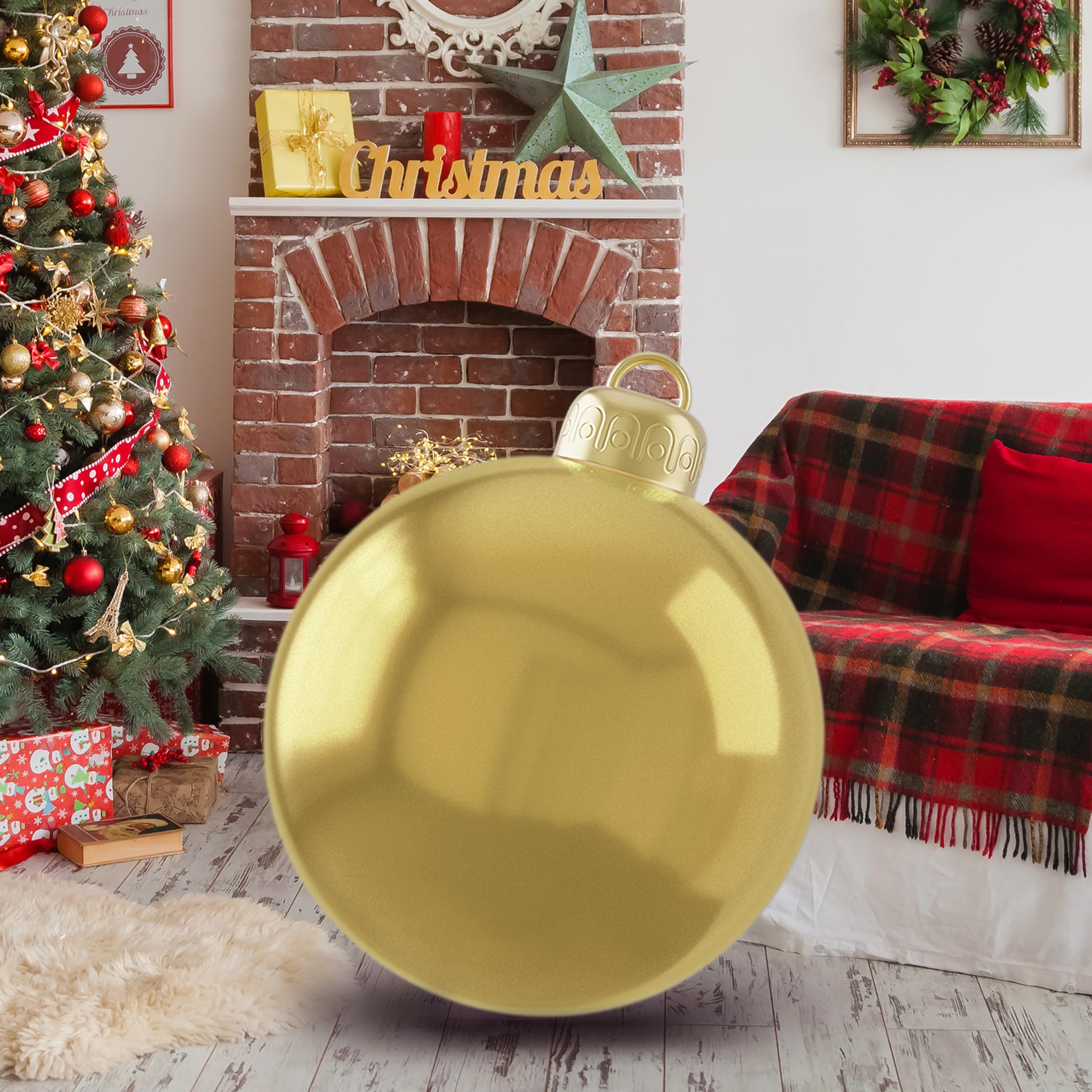 24 inch Outdoor Inflatables Ornaments Ball Xmas Inflatable Decorated Balls, Christmas Outdoor Decorations Balls Large Christmas 