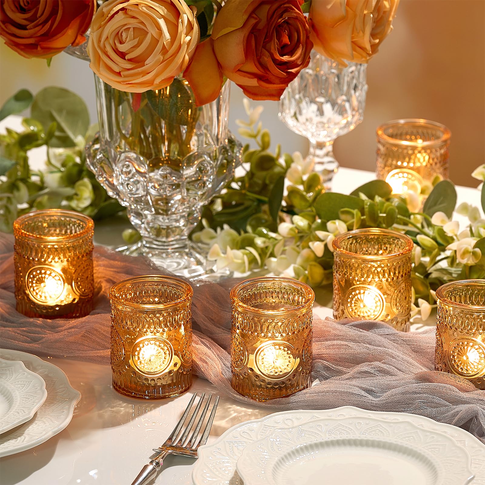 30 Pack Clear Glass Votive Candle Holders, Vintage Candle Holder Bulk, Tealight Candle Holders for Table Centerpieces, Home, Bri