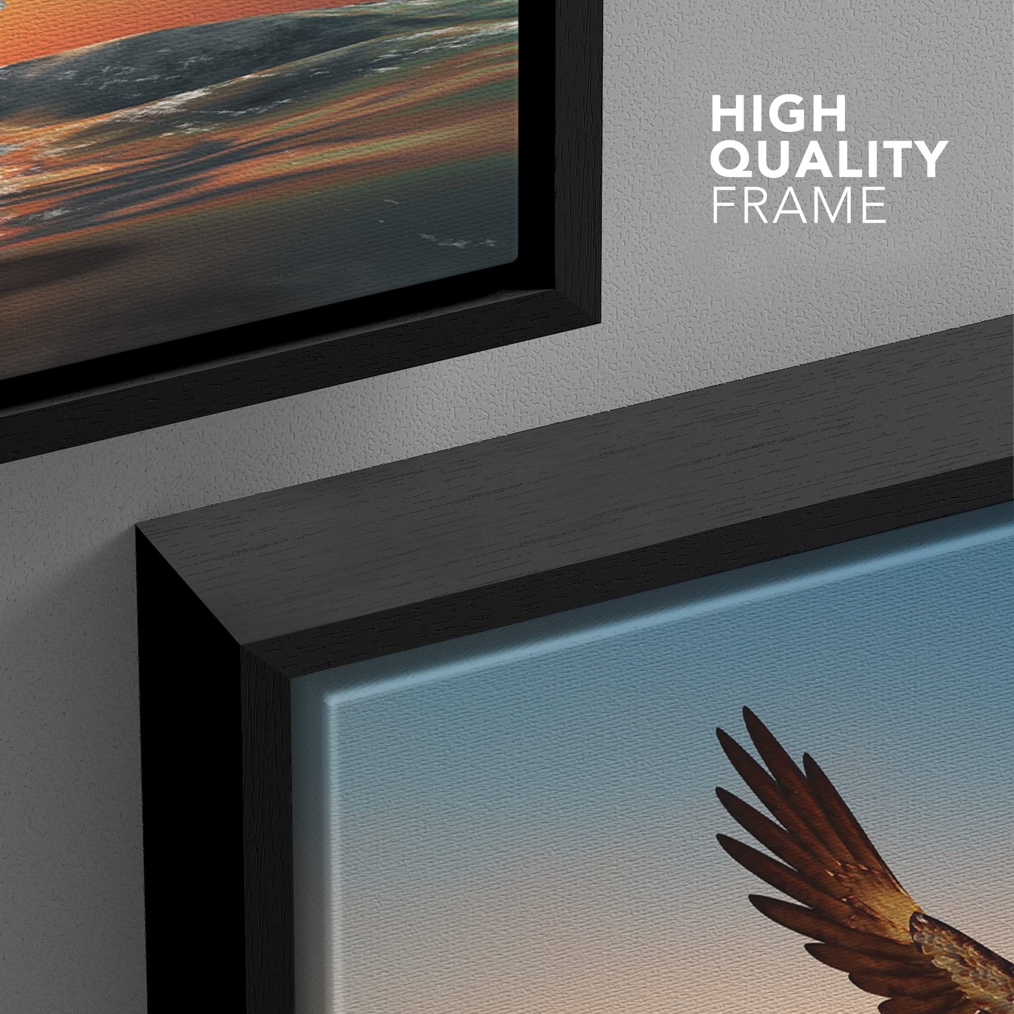 Wall26 - Framed Canvas Prints Wall Art - Bald Eagle Flying Above The Sea | Modern Wall Decor/Home Decoration Stretched Gallery F