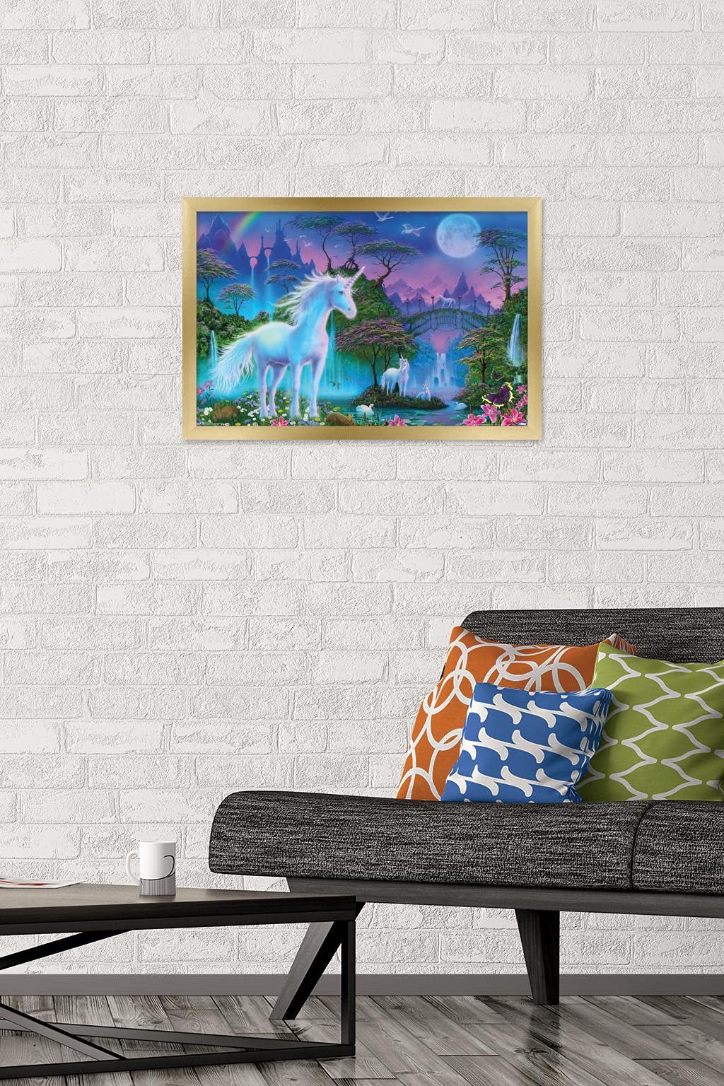 Trends International Unicorn Meadow Wall Poster, 14.725'' X 22.375'', Gold Framed Version