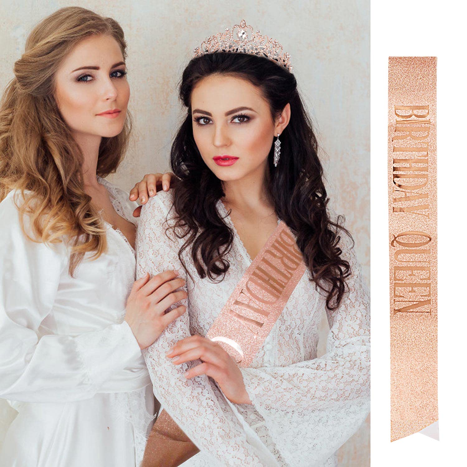 Birthday Crowns For Women, Tiara For Women Rose Gold, Happy Birthday Queen Tiara, Birthday Girl Tiaras With Birthday Sash, Crown