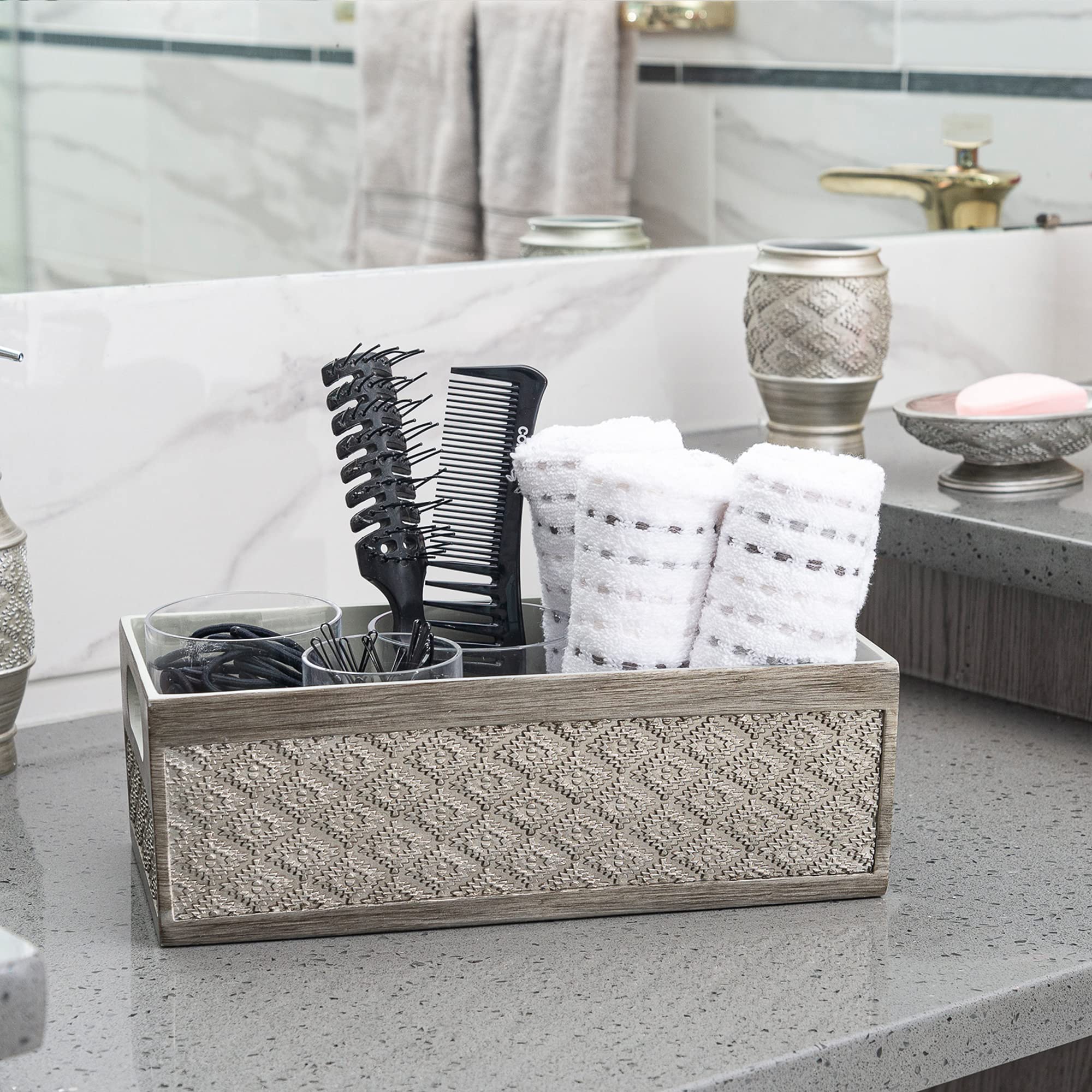 Bathroom Decor Box Toilet Paper Holder Storage Basket - Decorative Toilet Tank Topper Bathroom Storage Organizer - Bathroom Sink