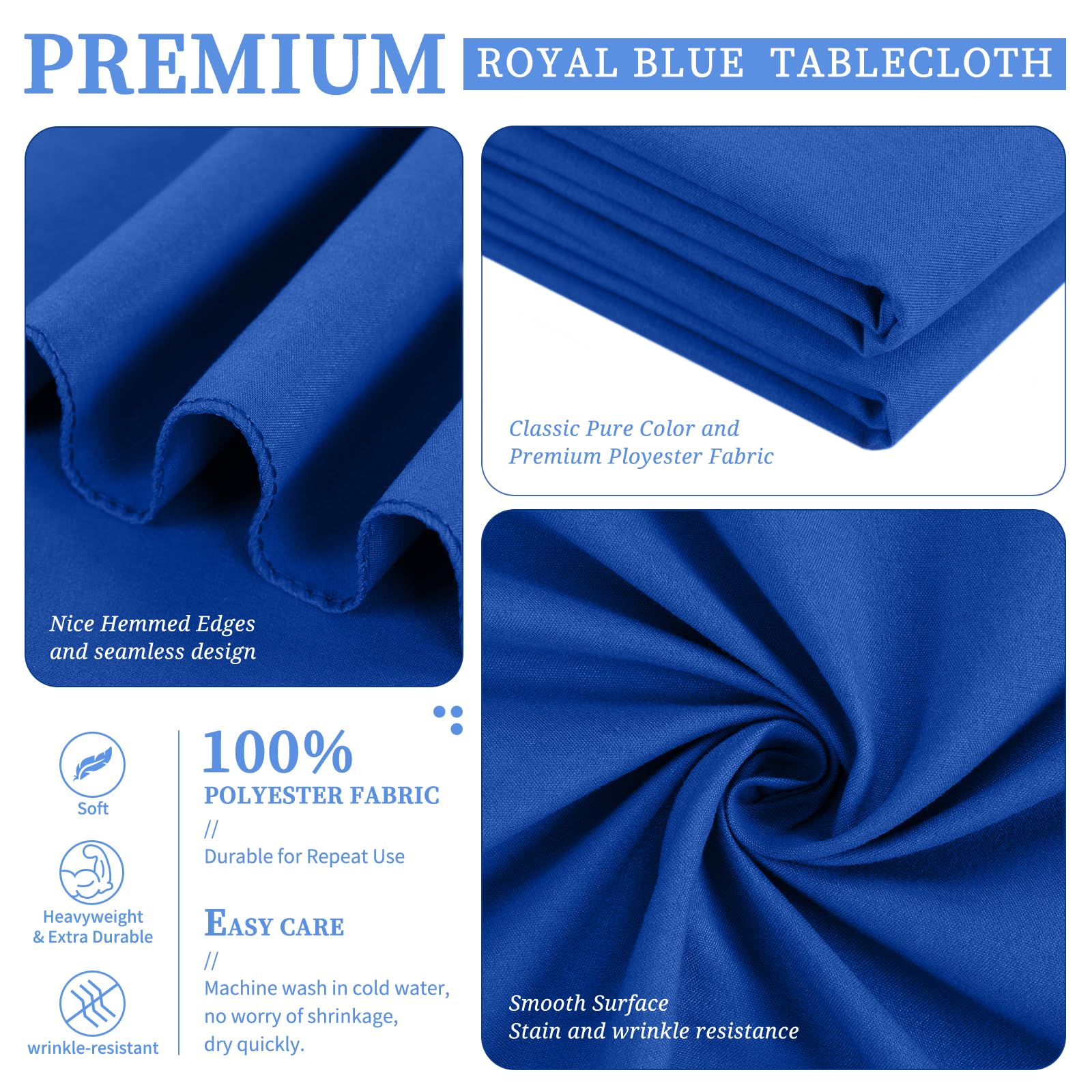 Showgeous 6 Pack Royal Blue Round Tablecloth 90 Inch Round Table Cloth Washable Polyester Tablecloths For Round Tables Decorativ