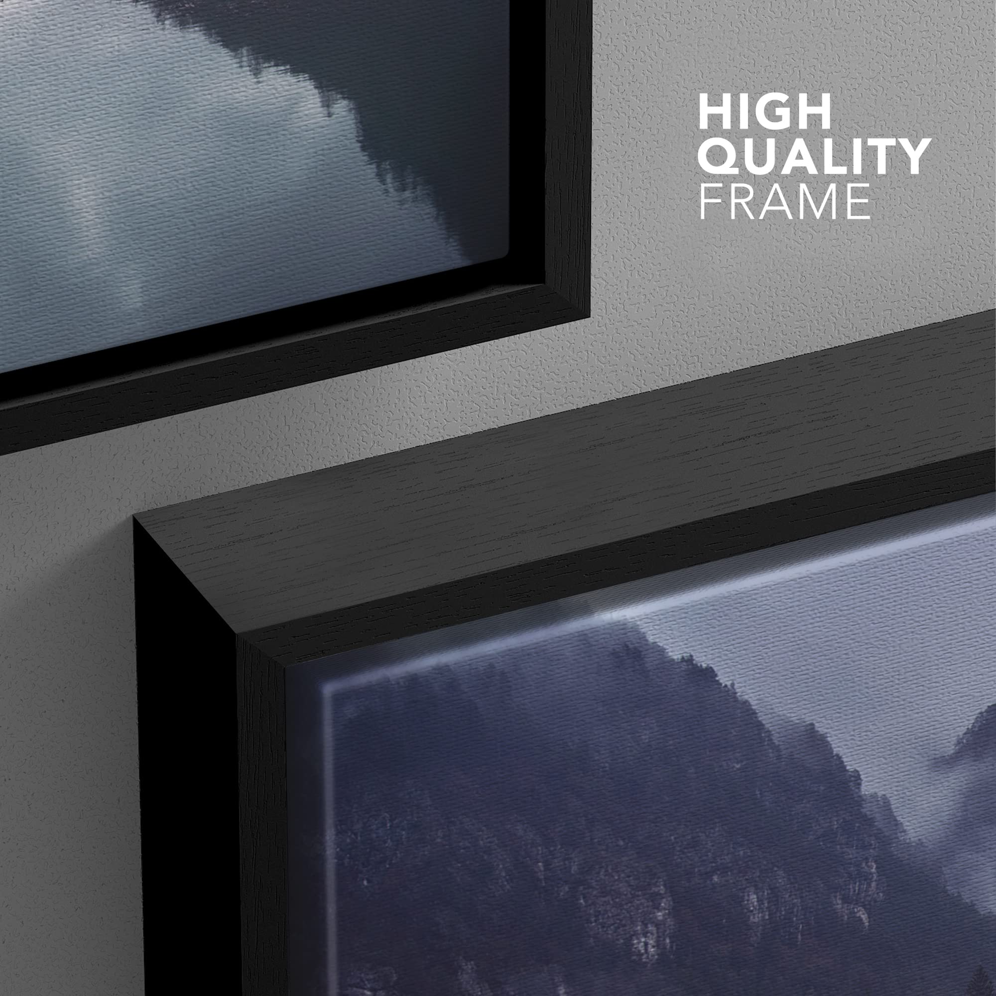 Wall26 Framed Canvas Print Wall Art Dark Blue & Purple Misty Mountain Reflections Nature Wilderness Photography Modern Art Rusti