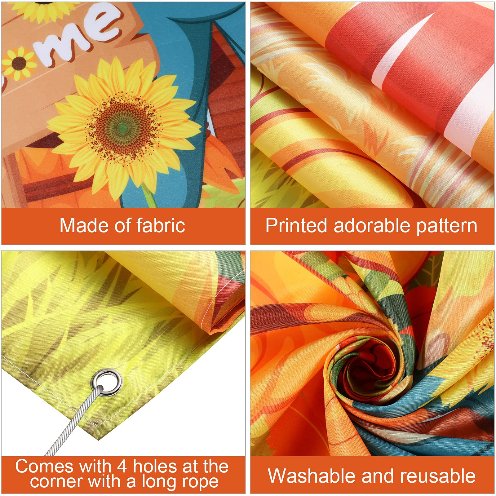 Thanksgiving Party Scarecrow Backdrop Decoration,Pumpkins Sunflower Photo Door Banner Cover Harvest Maple Fall Leaves For Autumn