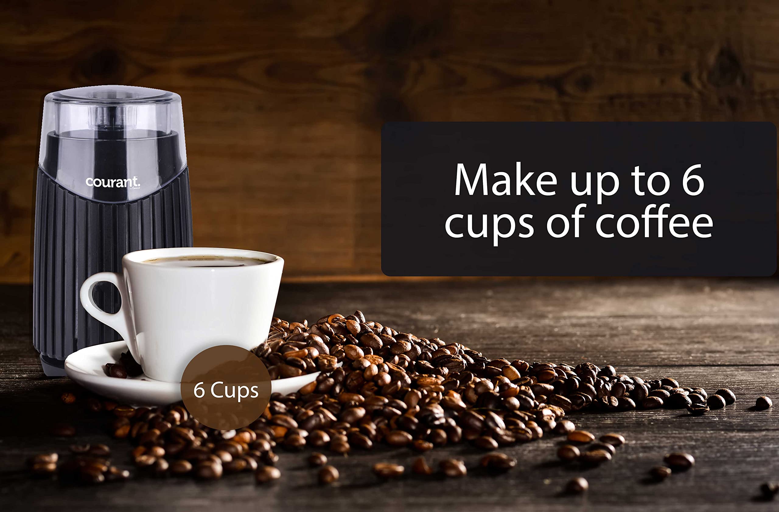 Courant Electric Coffee Grinder For Coffee Beans, Spices Stainless Steel Blades Durable Base, Makes Up To 6-Cups Coffee,150 Watt