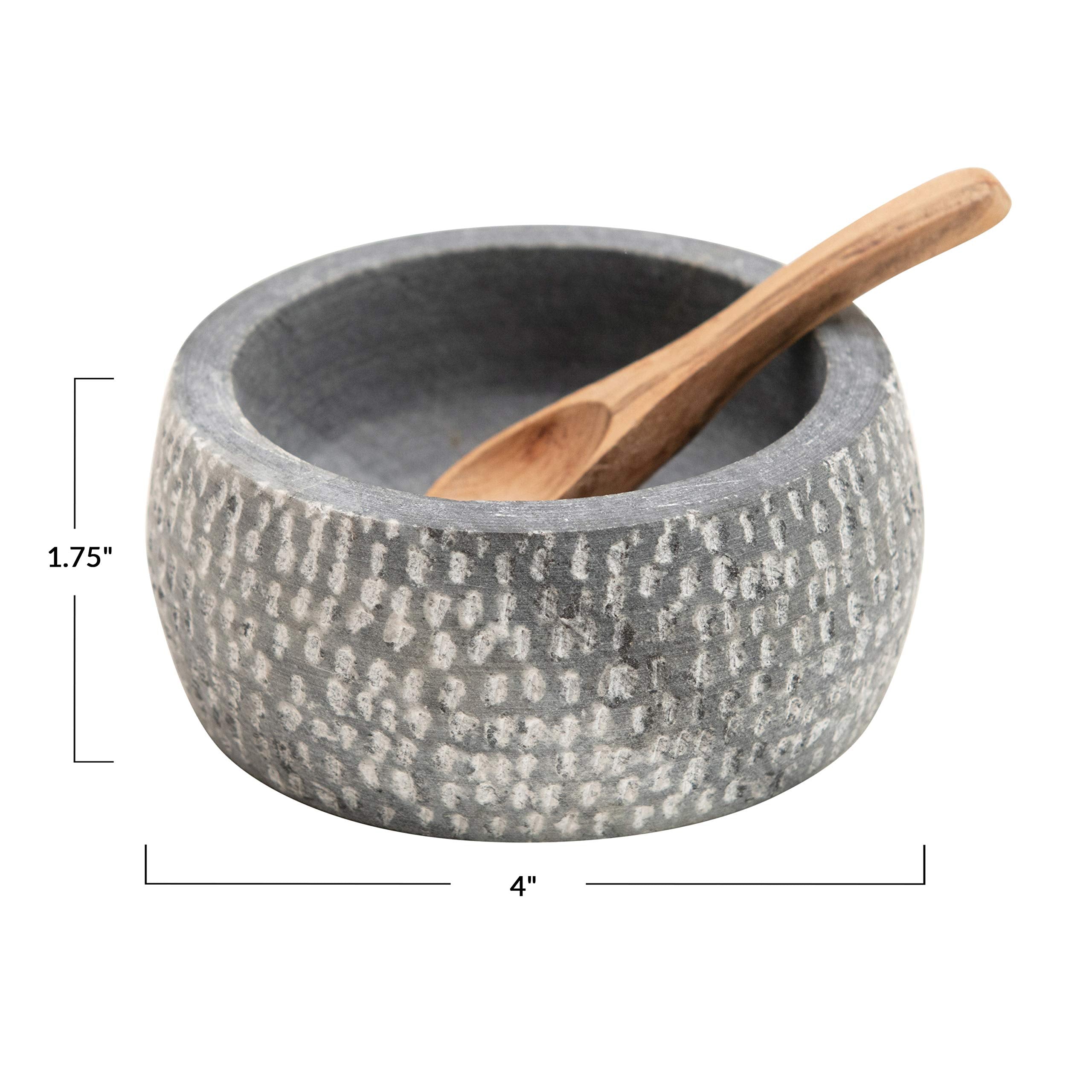 Creative Co-Op Granite Bowl With Carved Wood Spoon (Set Of 2)