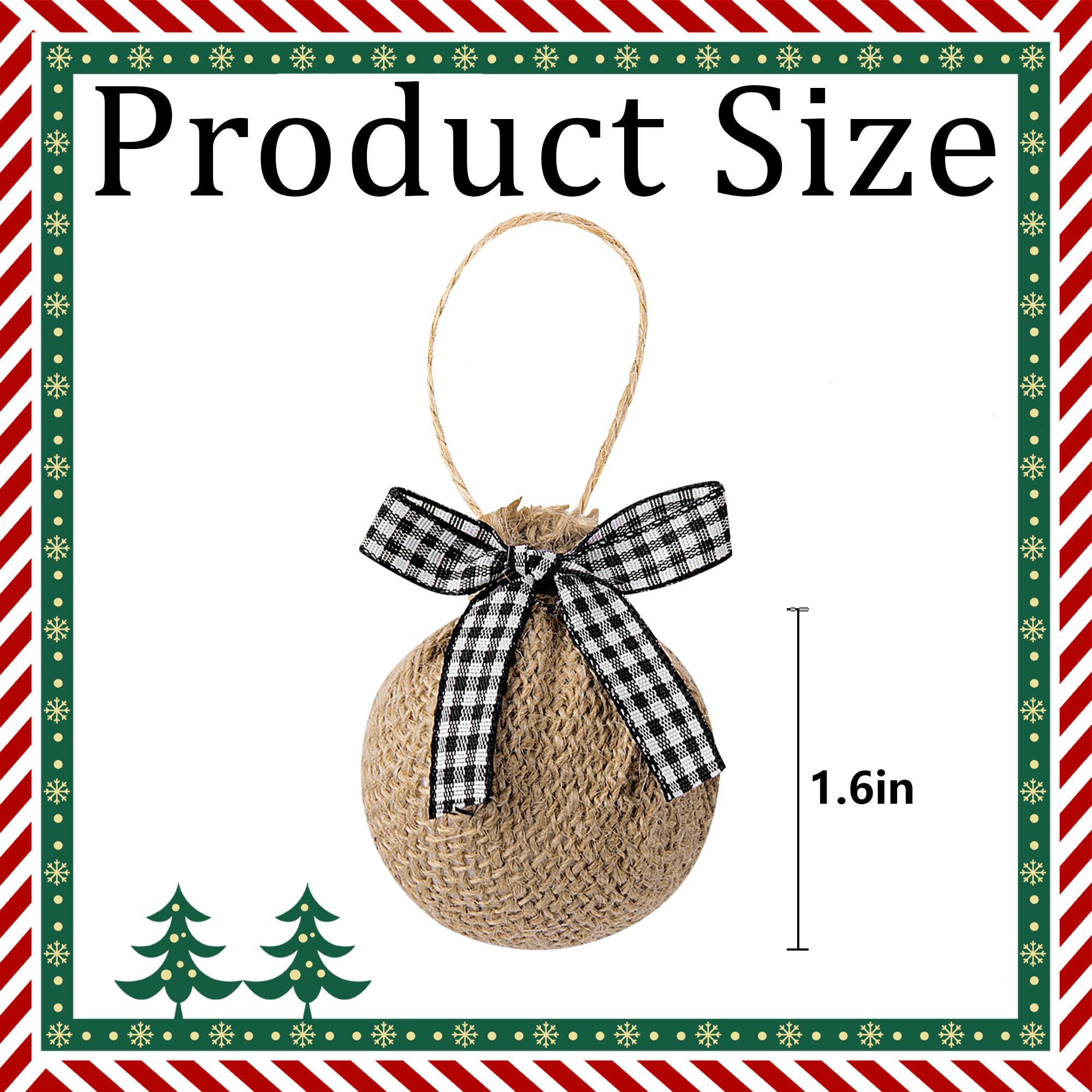 Deloky 16Pcs Buffalo Plaid Fabric Ball- 2.1 Inch Christmas Fabric Wrapped Balls Christmas Hanging Ornament for Christmas Tree Pa