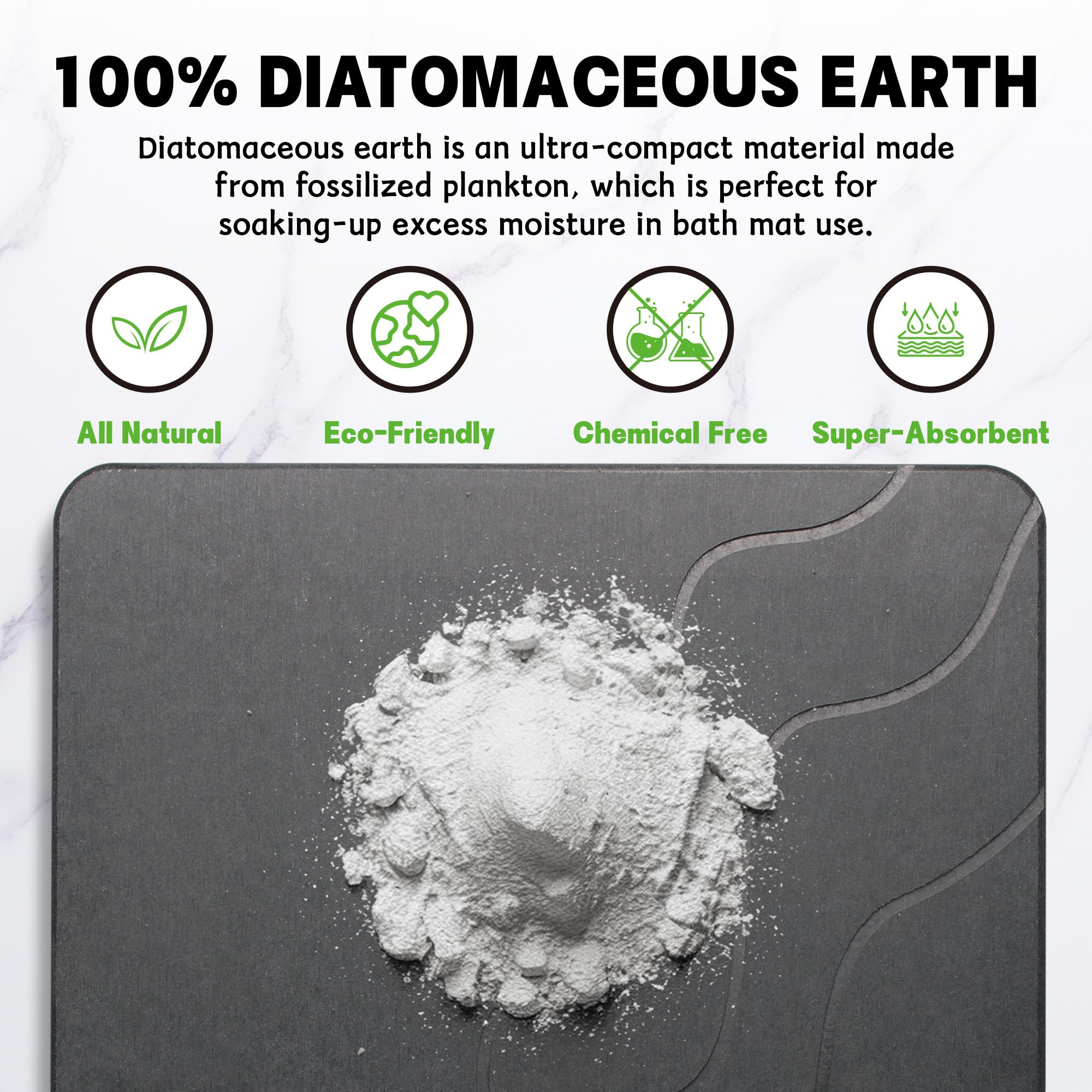 2 Pack Stone Bath Mat-Diatomaceous Earth Bath Mat Fast-Drying Stone Drying Mat Super Absorbent Diatomite Mats For Bathroom, Dish