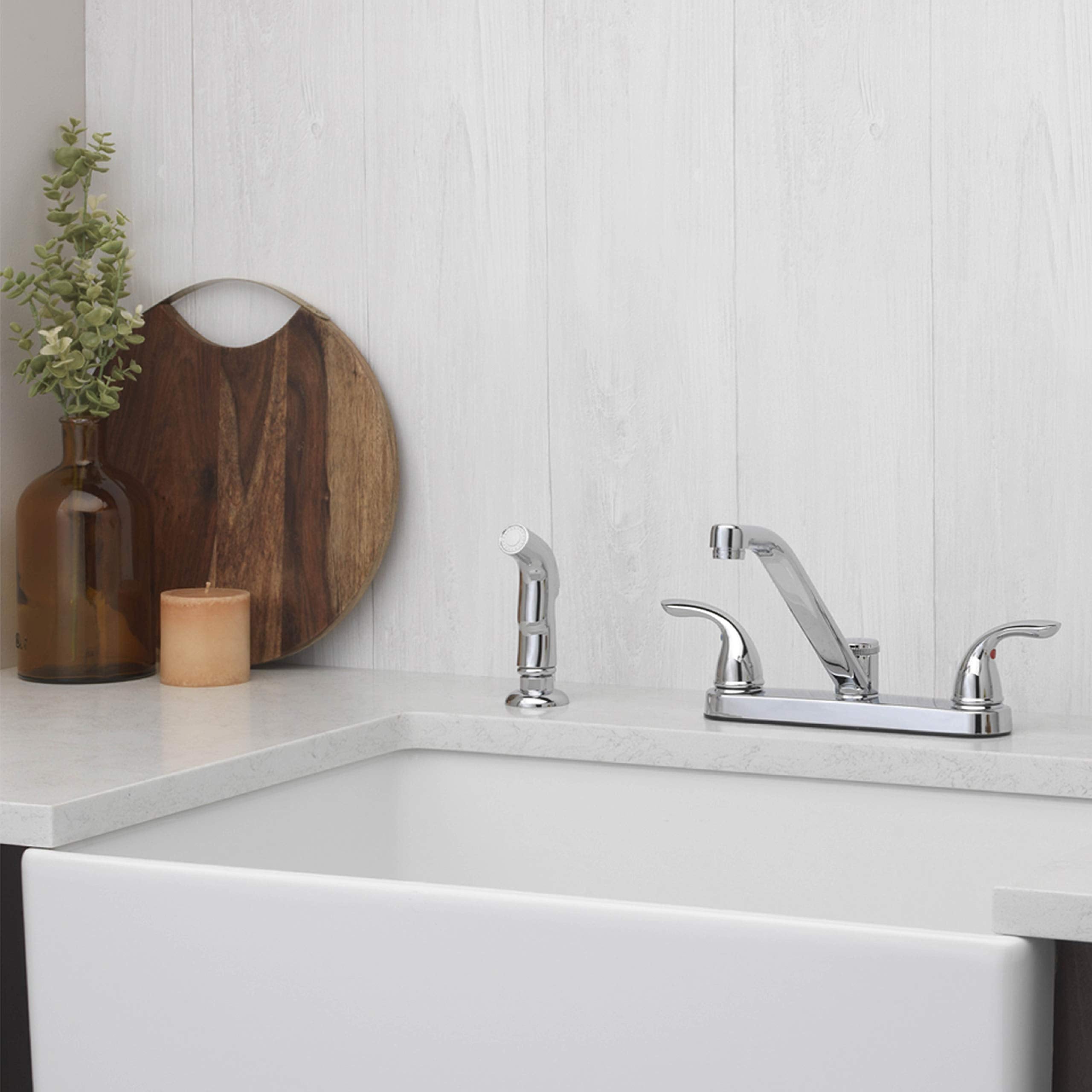 Aqua Vista 25-K82CS-CH-AV Kitchen Sink Faucet with Side Spray  Polished Chrome Two Handle