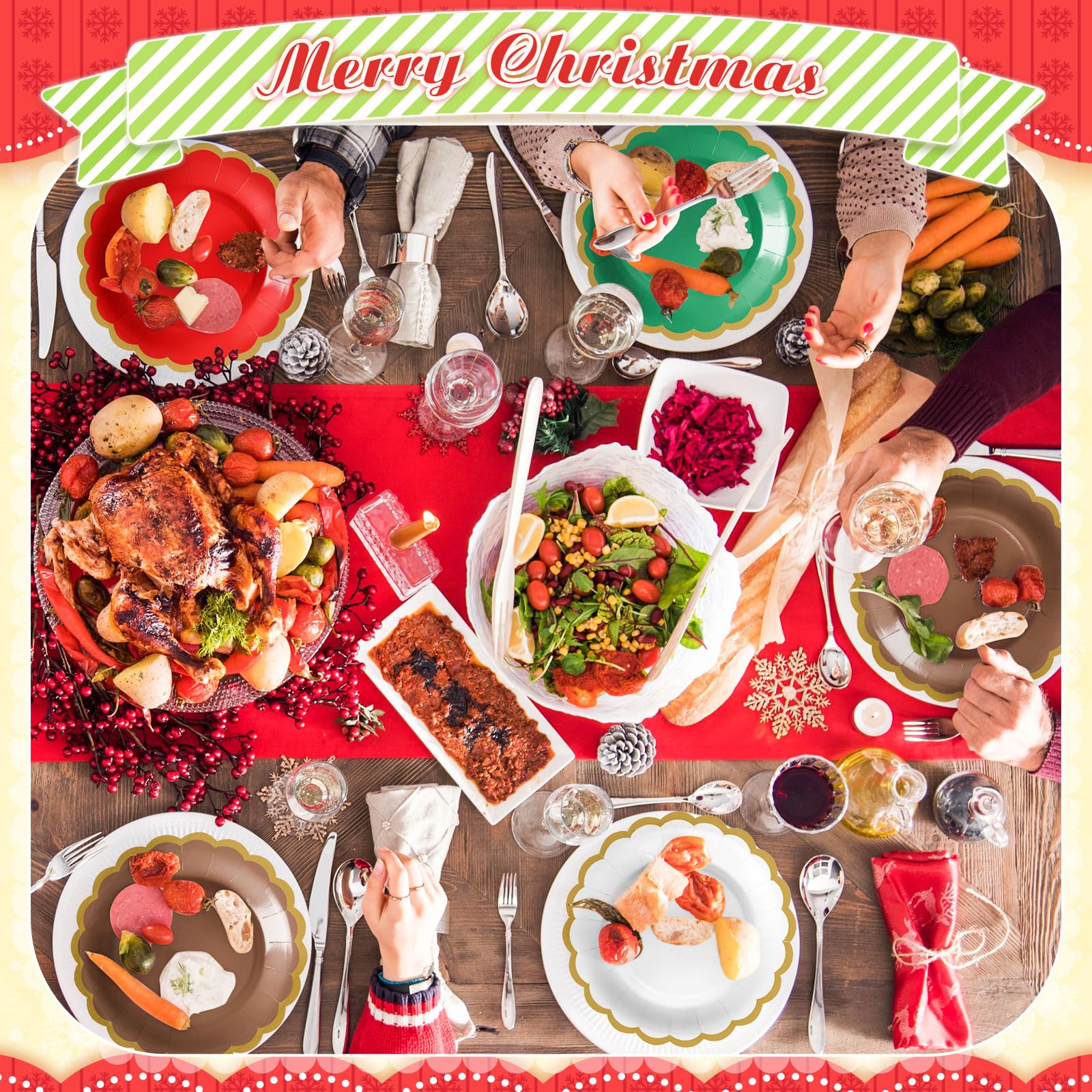 Tiangrid 48 Pcs Fall Paper Plates 7 Inch Thanksgiving Dessert Scalloped Edge Disposable Gradient Color Dinner Plates for Fall We