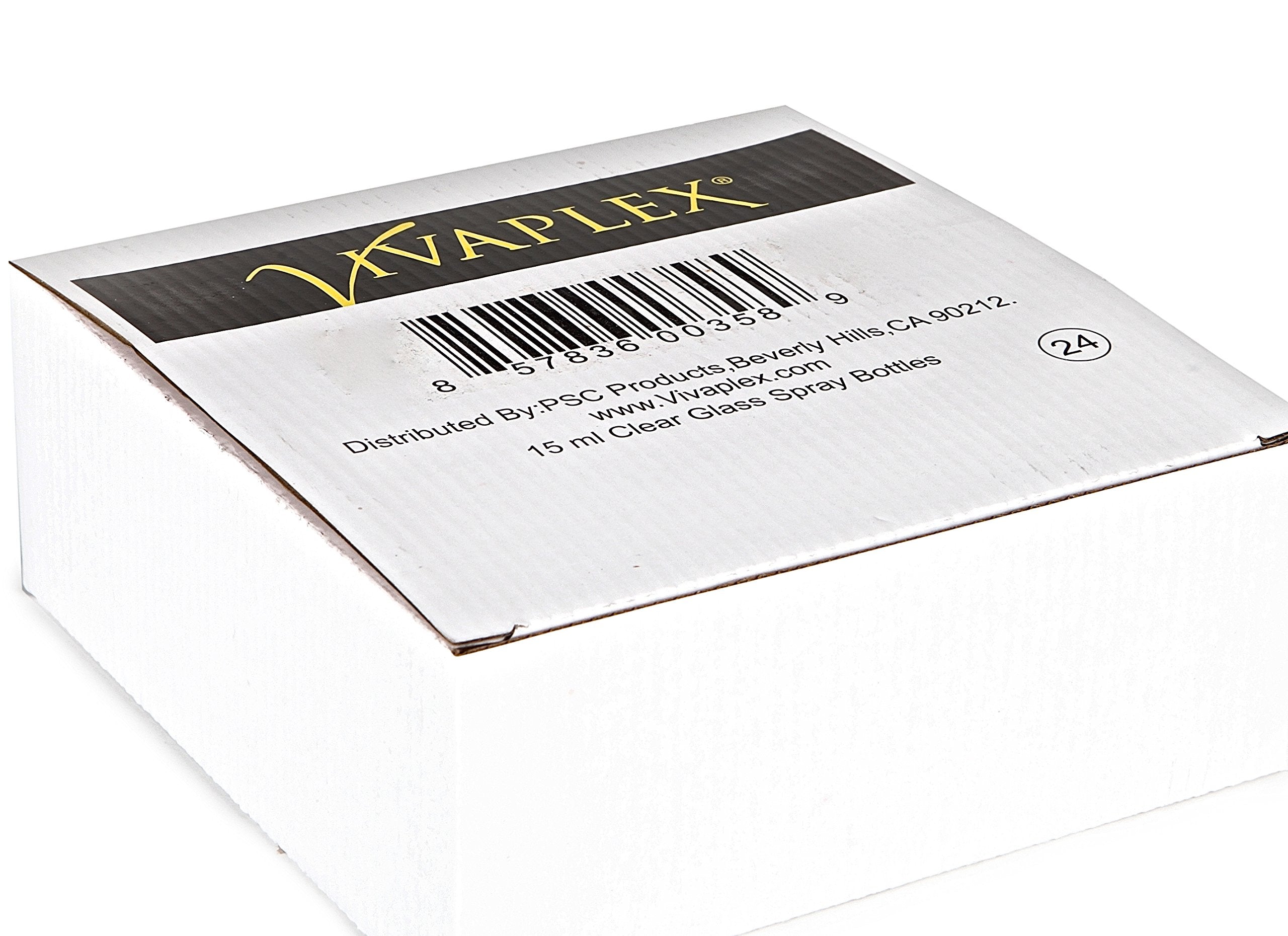 Vivaplex, 24, Clear, 15 Ml (1/2 Oz) Glass Bottles, With Black Fine Mist Sprayer'S