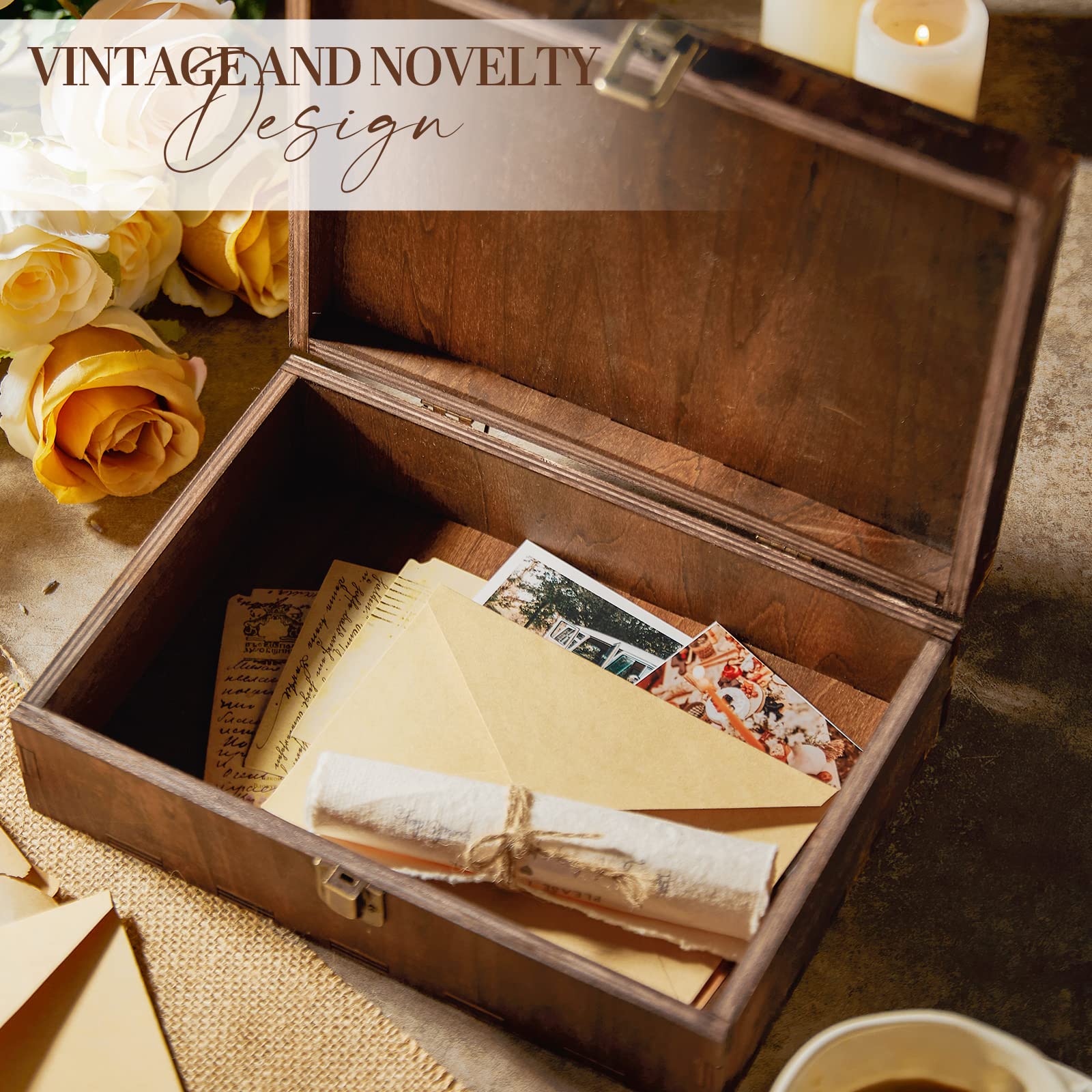 AW BRIDAL Wedding Keepsake Box, Engraved Basswood Memories Storage, Mr & Mrs Design, Ideal Bridal Shower & Engagement Gift