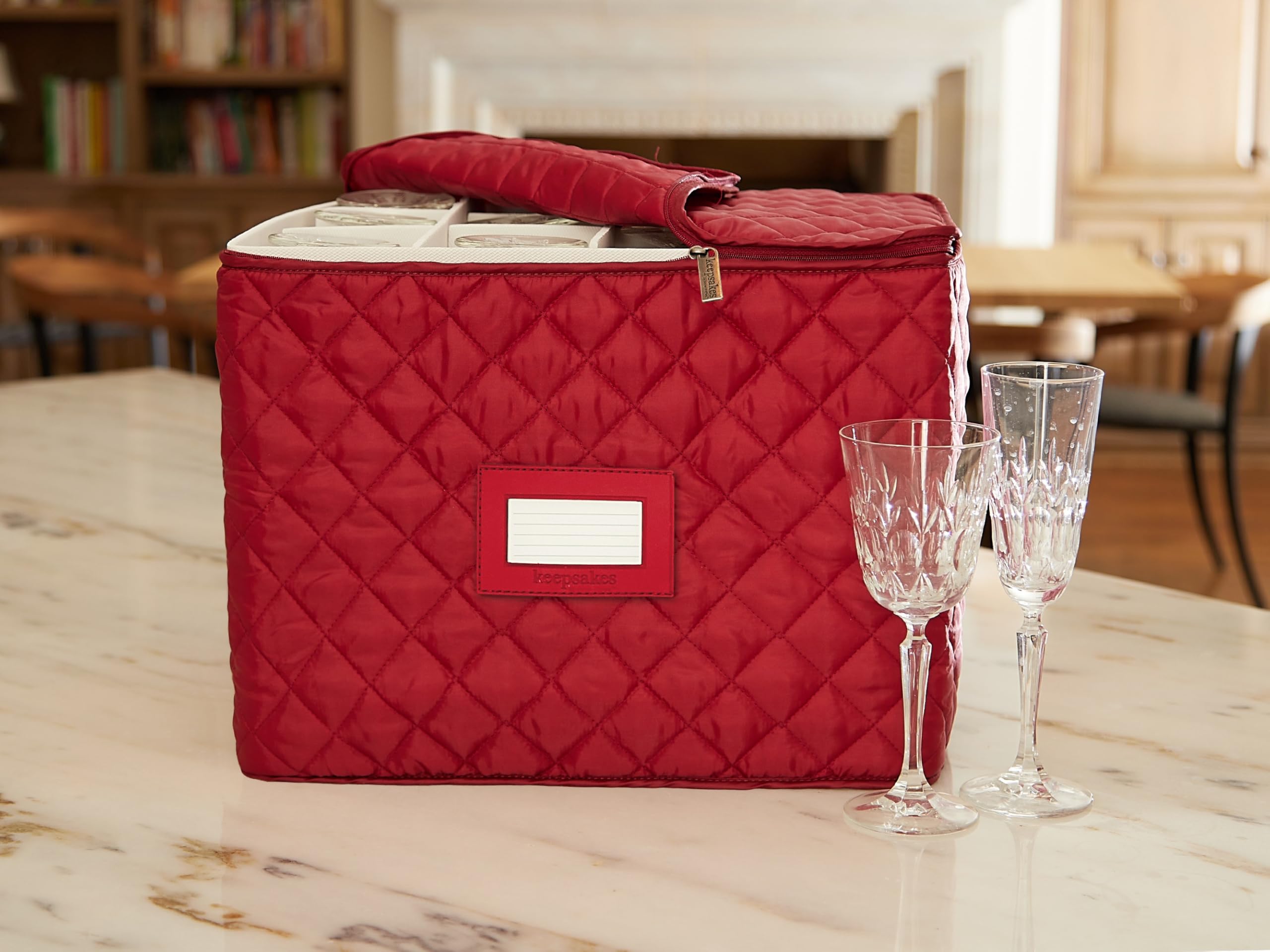 Covermates Keepsakes - Adjustable Glassware Storage - Padded Protection - Id Window - Stain Resistant - Machine Washable - China