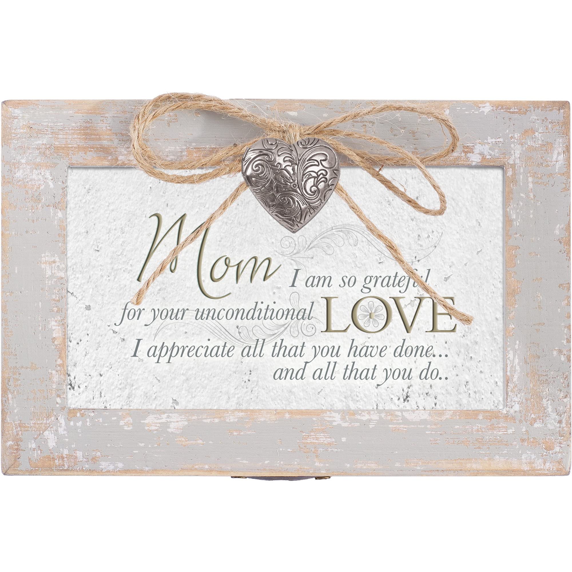 Cottage Garden Mom Grateful Love Petite Locket Distressed Natural Music Box Plays Wind Beneath My Wings