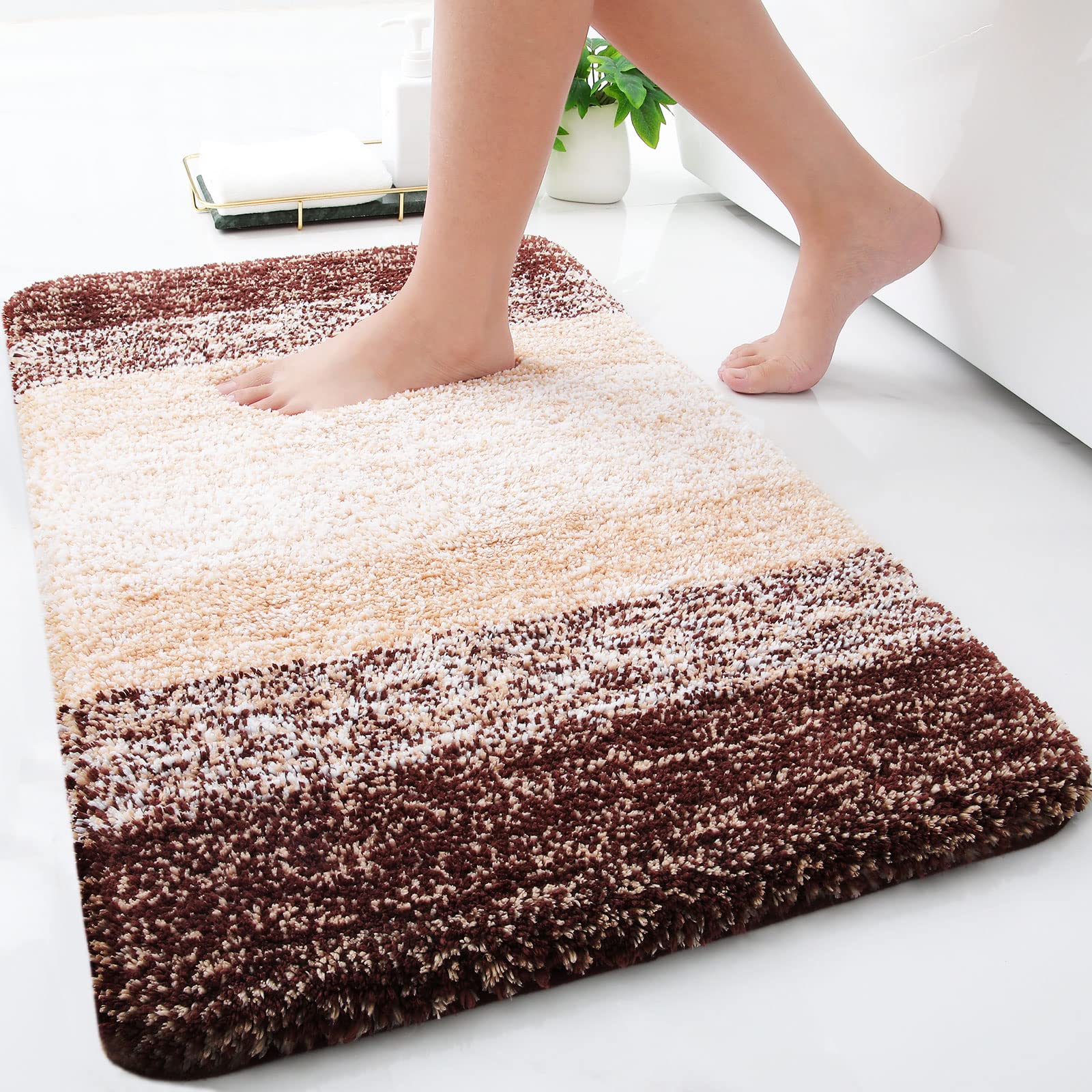 Arotive Microfiber, Shaggy Soft And Absorbent Bath Rug, Non-Slip, Thick Plush, Machine Washable Dry Bath Mats For Bathroom, Tub