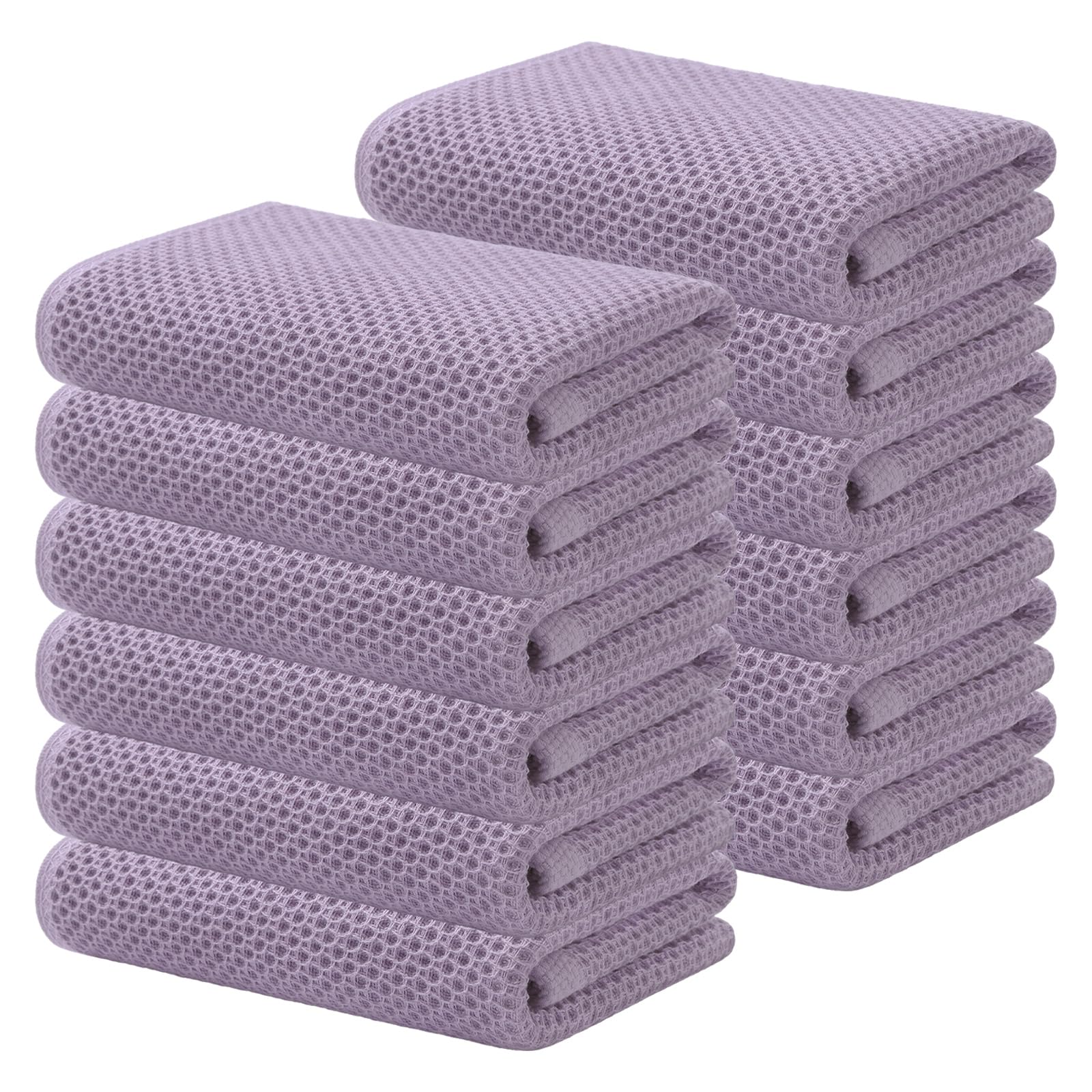 Kitinjoy 100% Cotton Waffle Weave Kitchen Towels, 12-Pack Super Soft and Absorbent Dish Towels for Drying Dishes, Kitchen Hand T