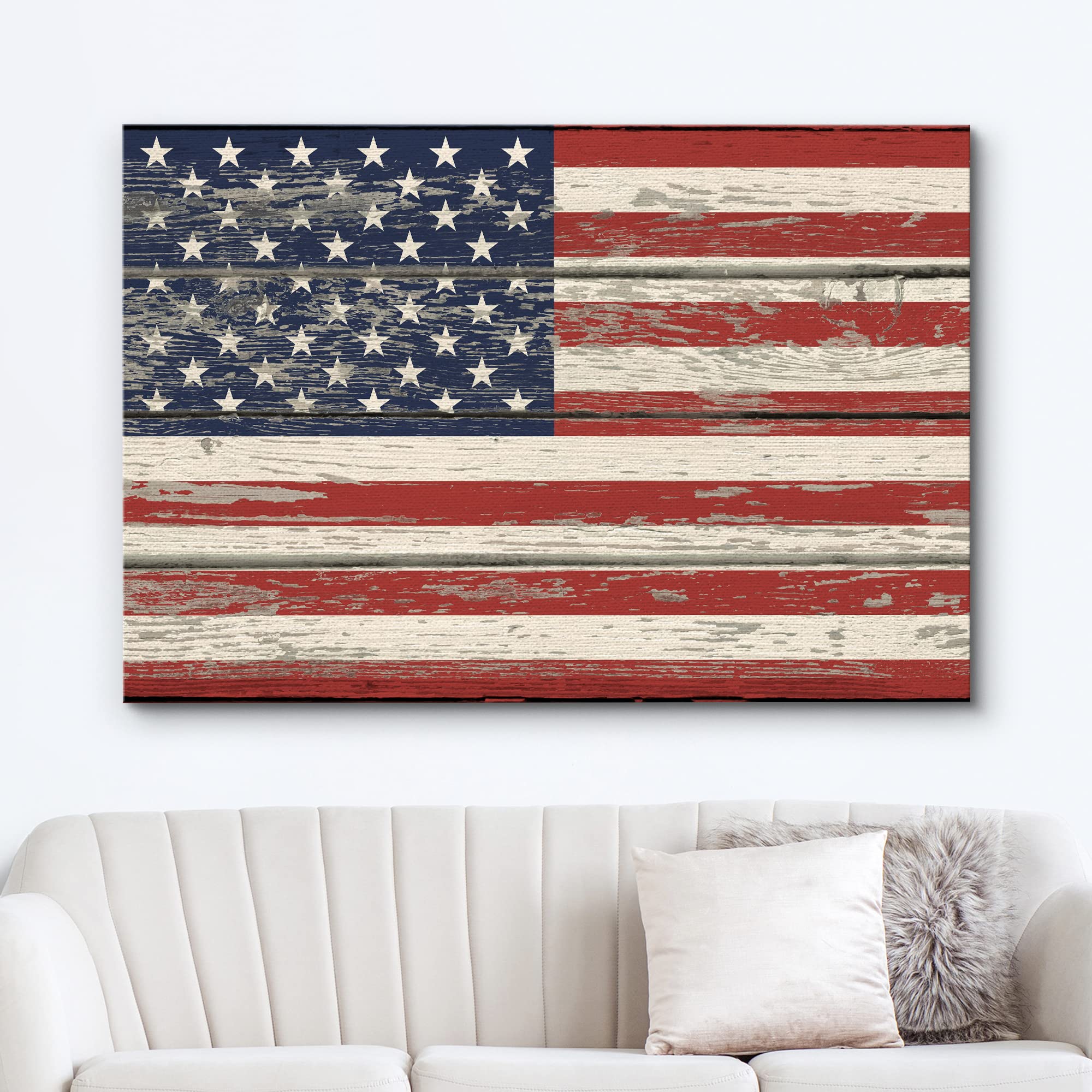 Wall26 Canvas Print Wall Art United States Flag On Vintage Retro Wood Panels Pop Culture Cultural Digital Art Modern Art Traditi