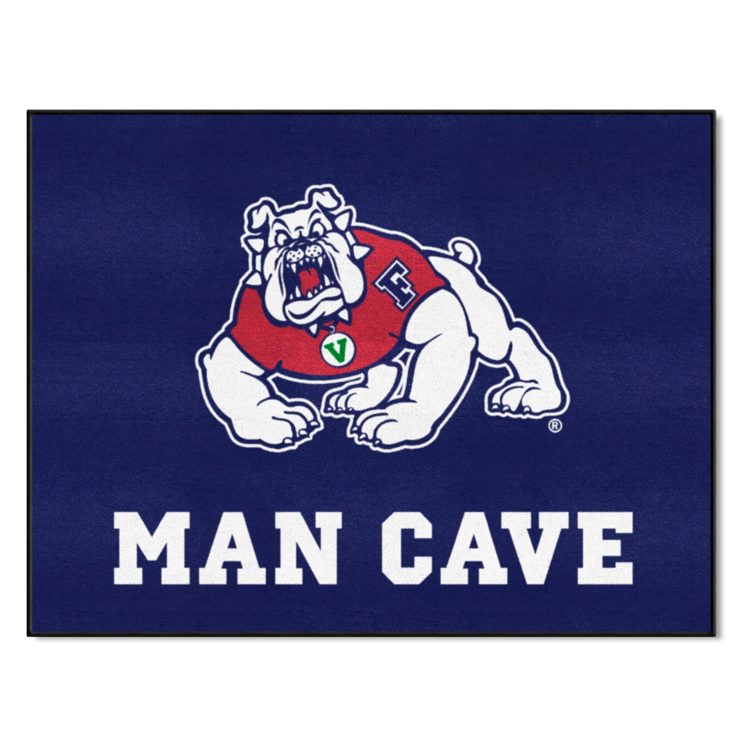 FANMATS 17262 Fresno State Bulldogs Man Cave All-Star Rug - 34 in. x 42.5 in. - Navy