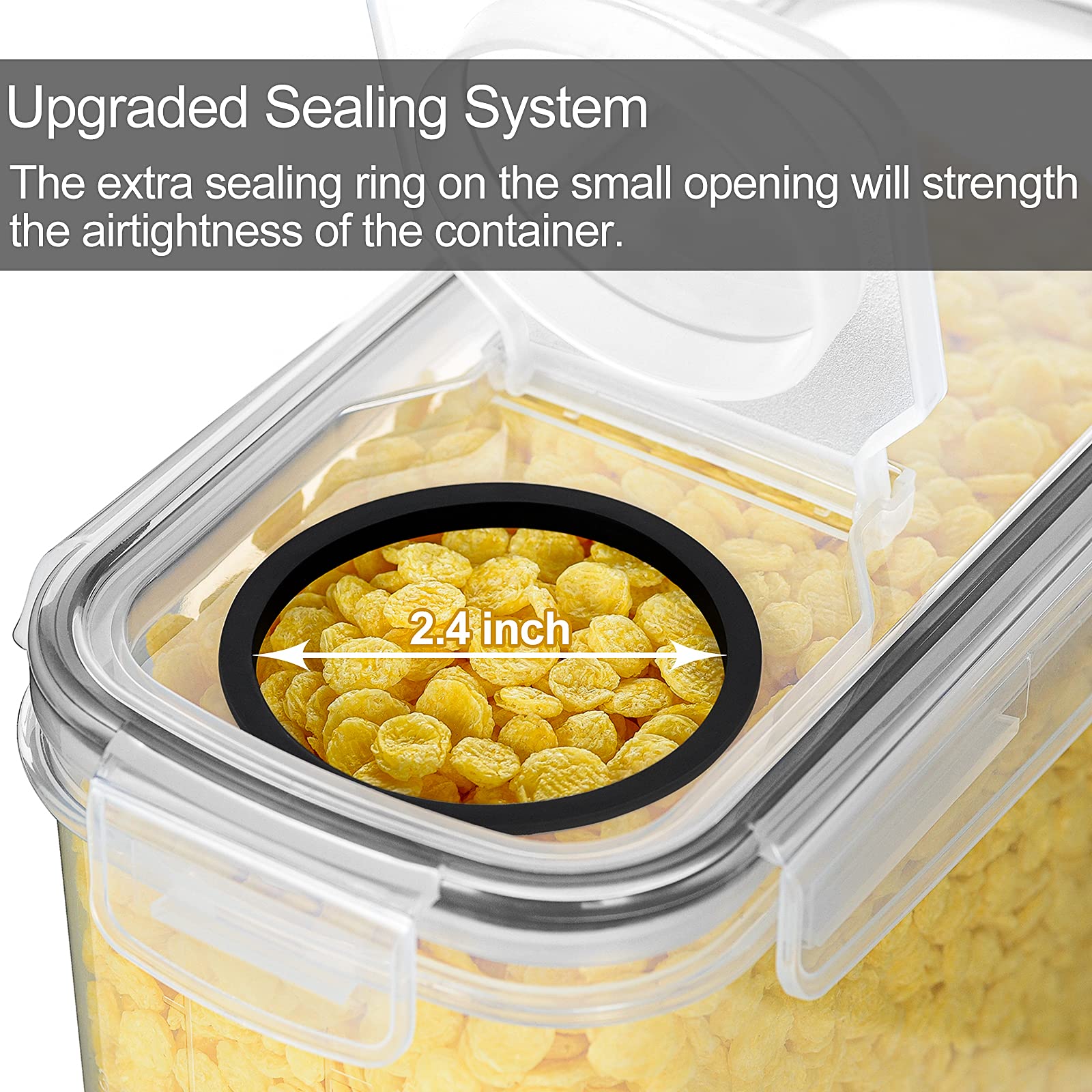 Tiawudi 4 Pk Cereal Containers Storage Set 135.2Oz/4L Each, Airtight Food Storage Containers, Large Cereal Dispenser, Kitchen Pa