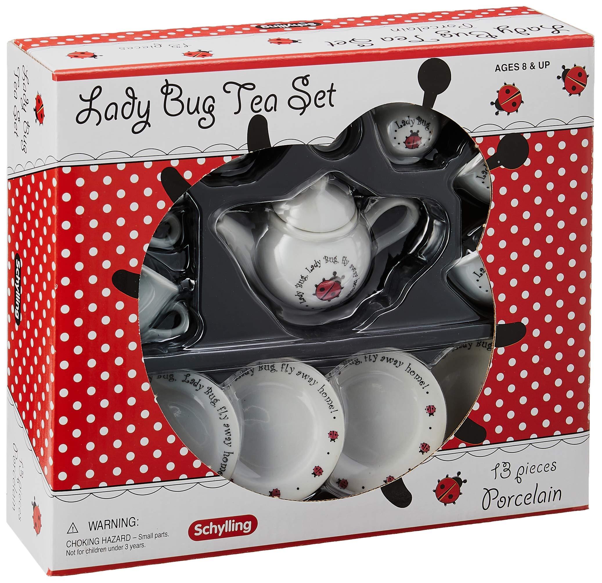 Schylling Ladybug Porcelain Tea Set , White