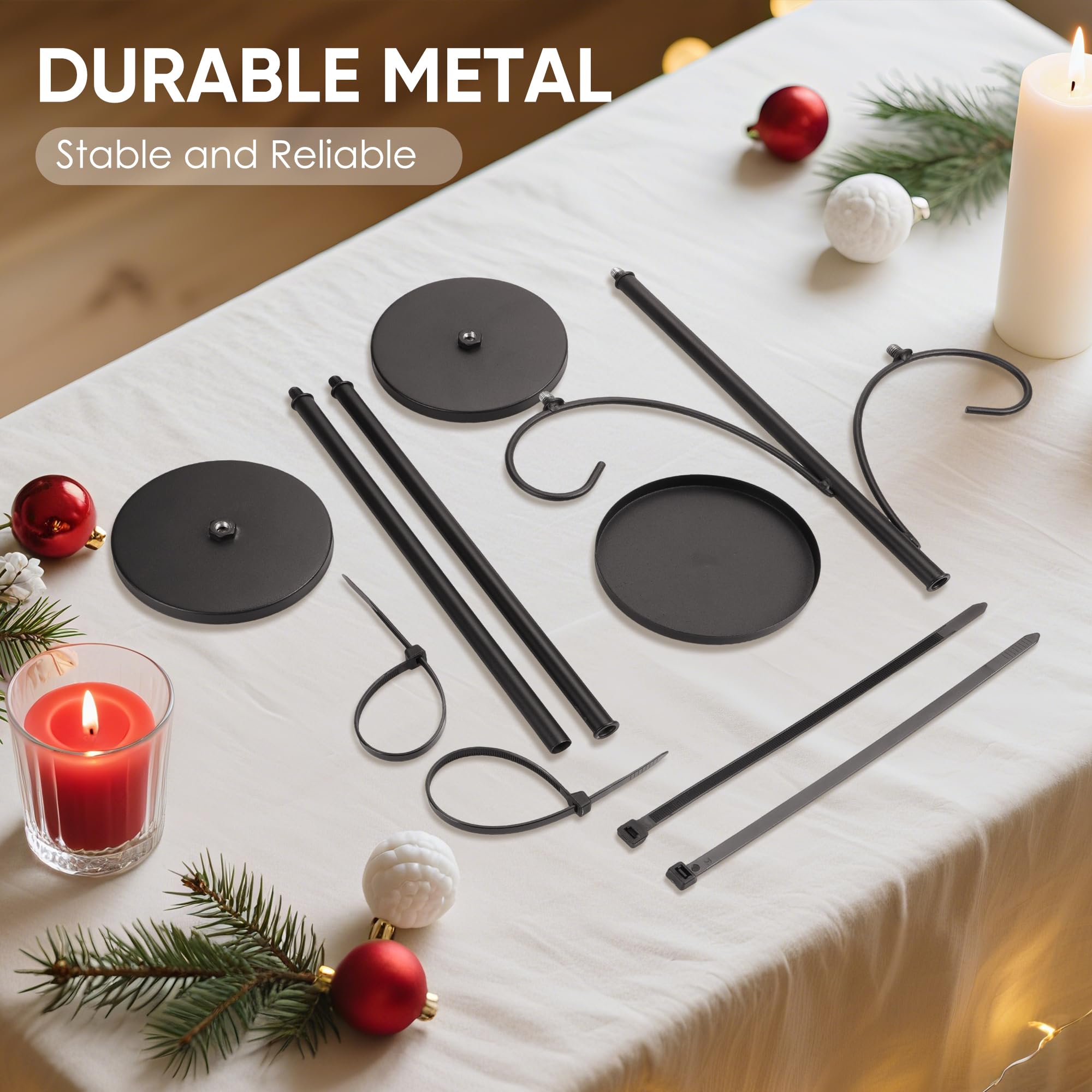 Christmas Tree Topper, 35.4'' Triple Topper Candle Holder, 3 Tier Black Candle Holder for Christmas Tree, Light up for Indoor Be