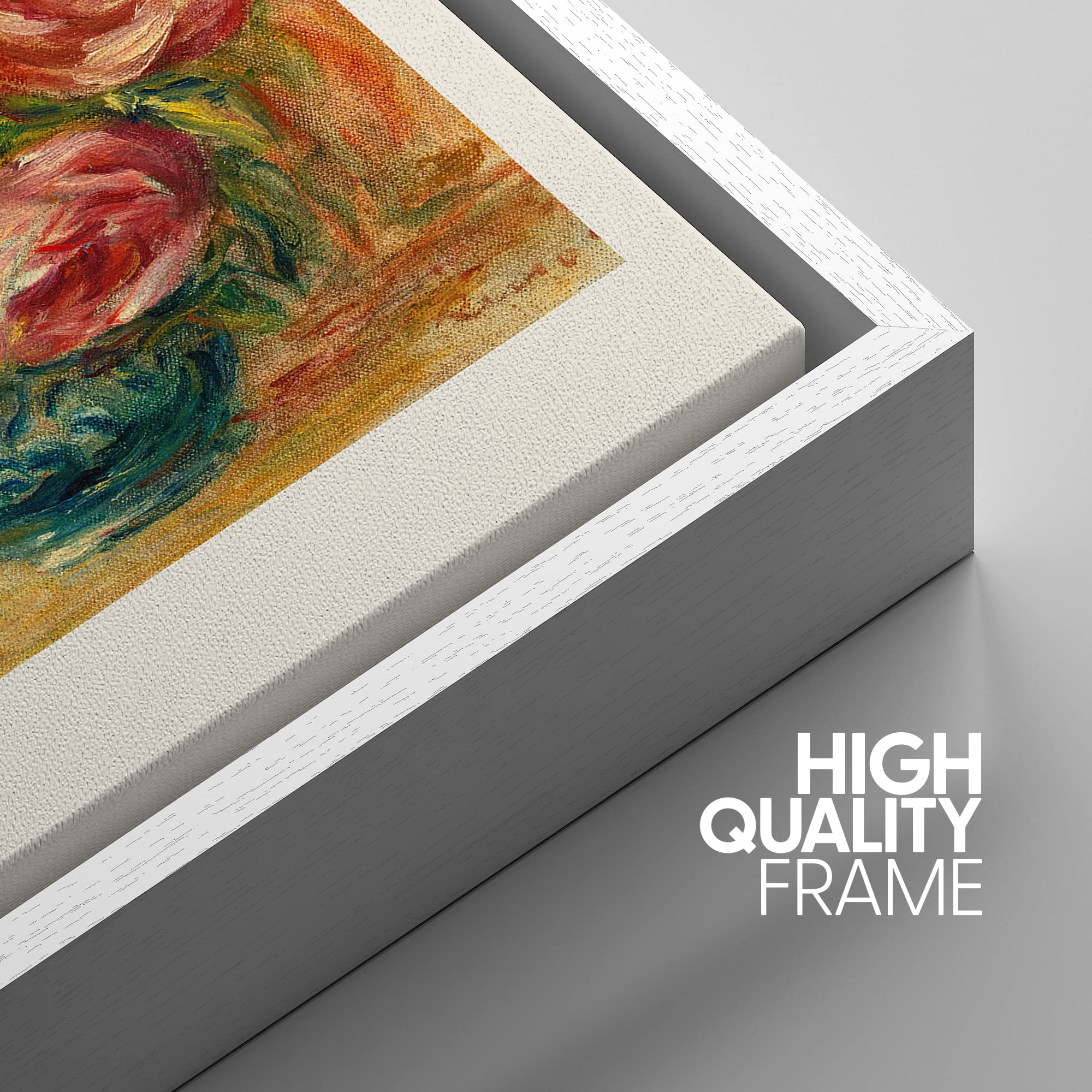 Idea4Wall Framed Canvas Print Wall Art Vase Of Roses By Pierre-Auguste Renoir Nature Floral Illustrations Fine Art Traditional C