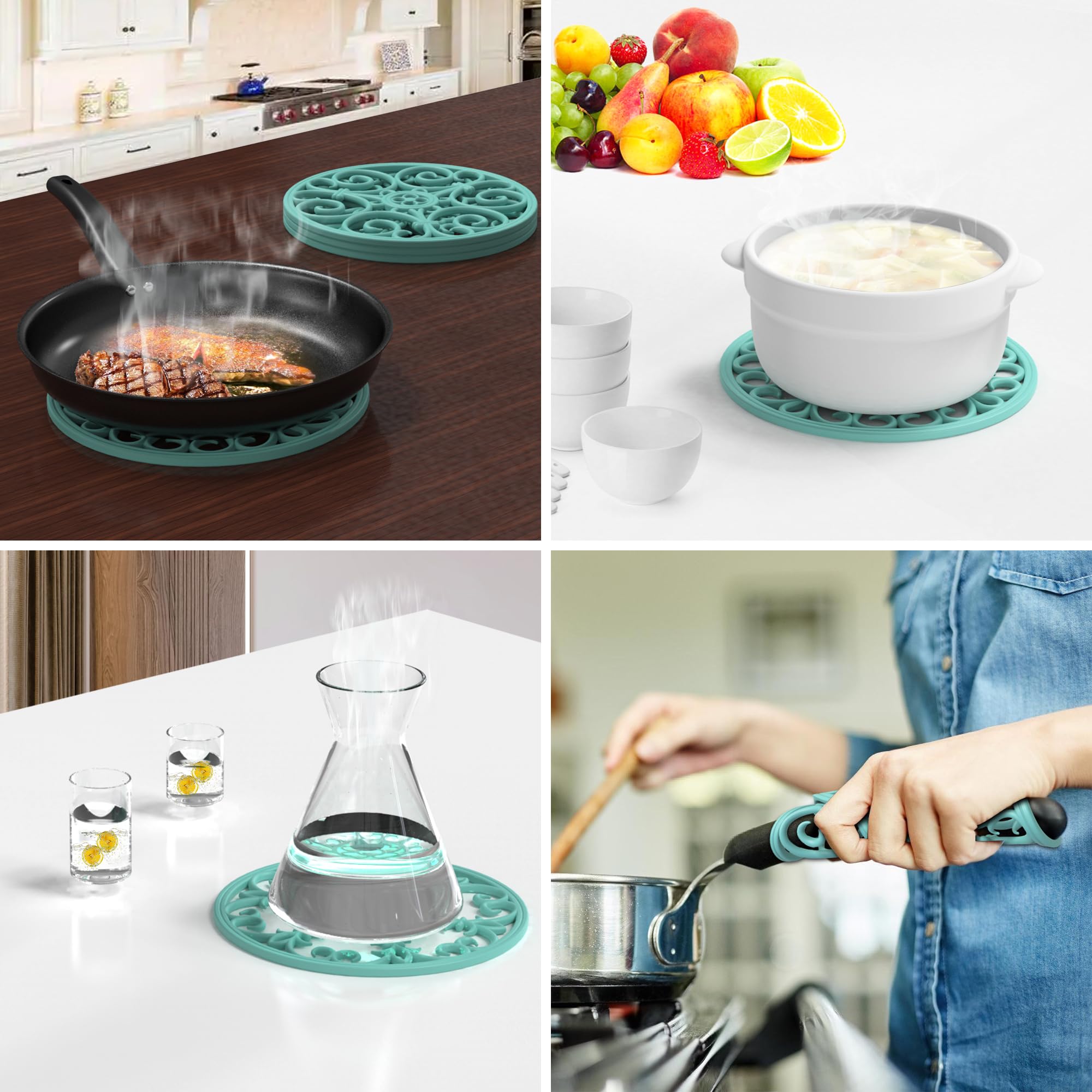 Trivets For Hot Dishes, Silicone Trivet, Trivets For Hot Pots And Pans, Heat Resistant Non Slip Hot Pad For Kitchen, Pot Holders