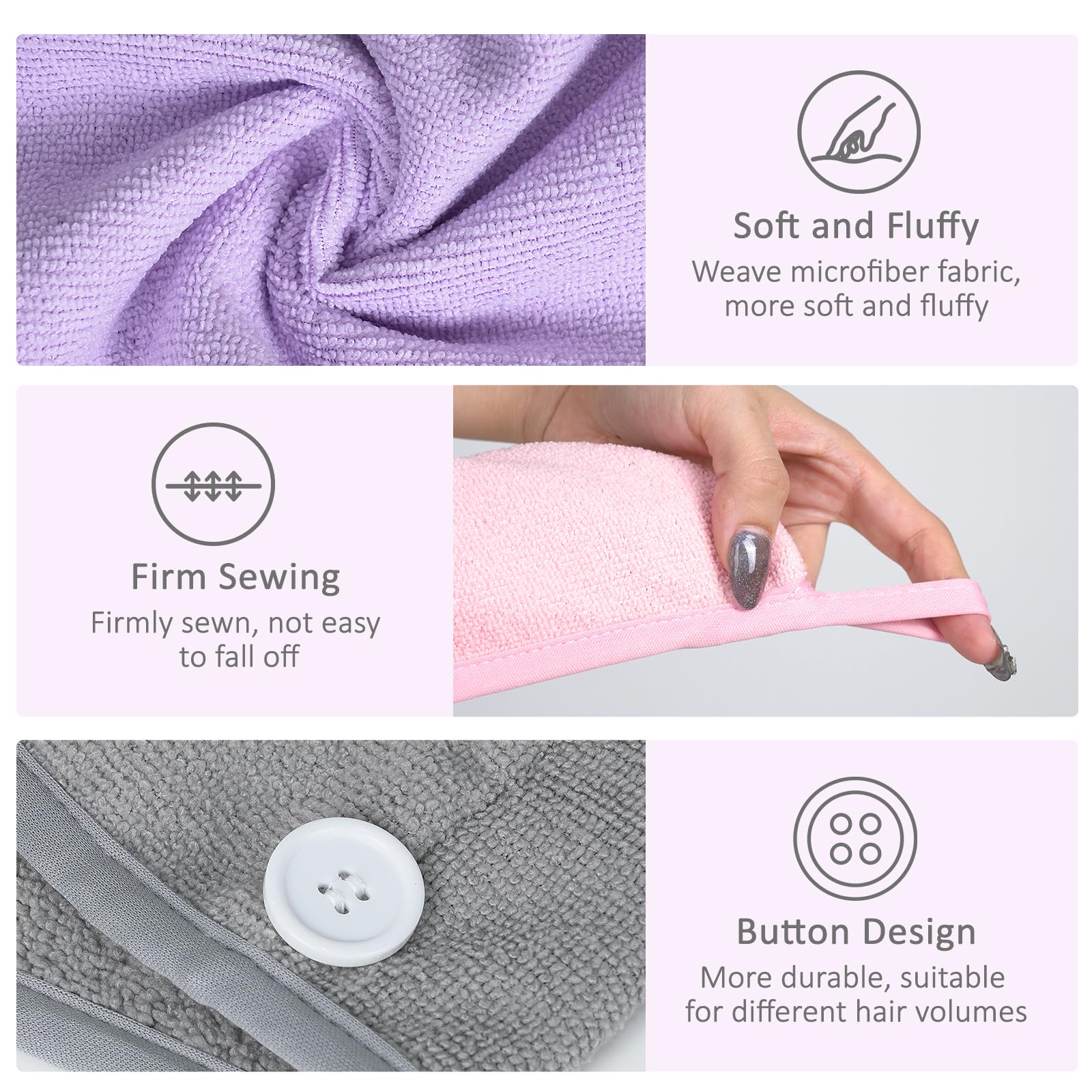 YoulerTex Microfiber Hair Towels Wrap Women: 5 Packs Hair Turban Towel Set Curly Hair Products for Hair Care - Hair Drying Towel