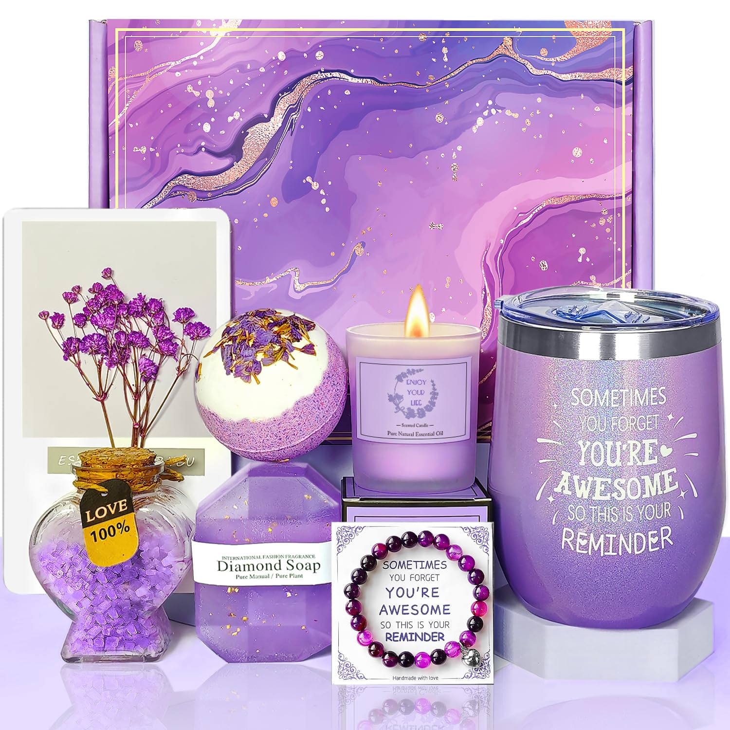 Gifts for Women Mom Wife Girlfriend Sister Her, Happy Birthday Gifts Basket for Women, Relaxing Spa Gift Basket Set, Christmas,