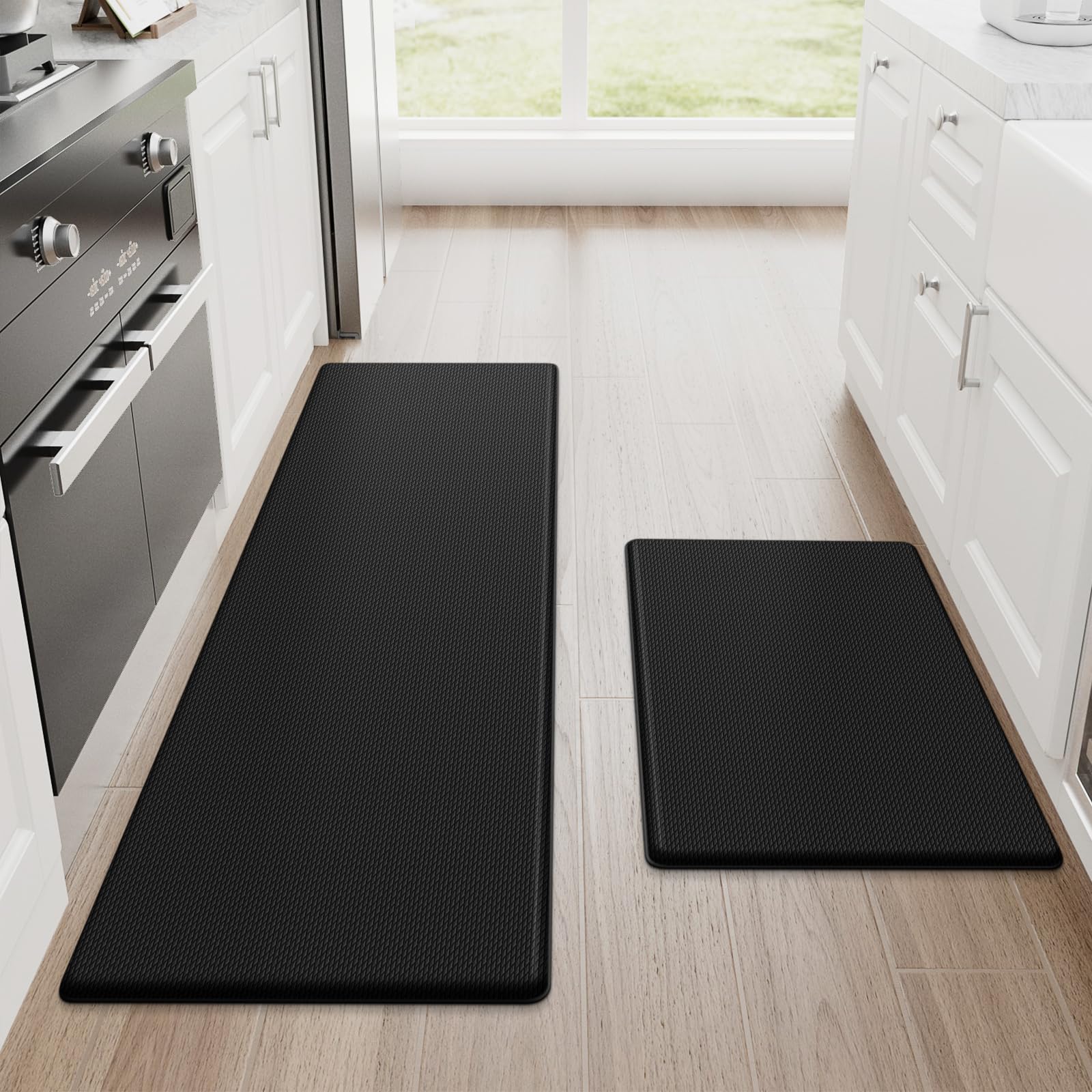 Steprite Kitchen Mats, 2Pcs Kitchen Rugs, Cushioned Anti Fatigue Kitchen Mats For Floor, Non-Slip Standing Desk Mat, Waterproof