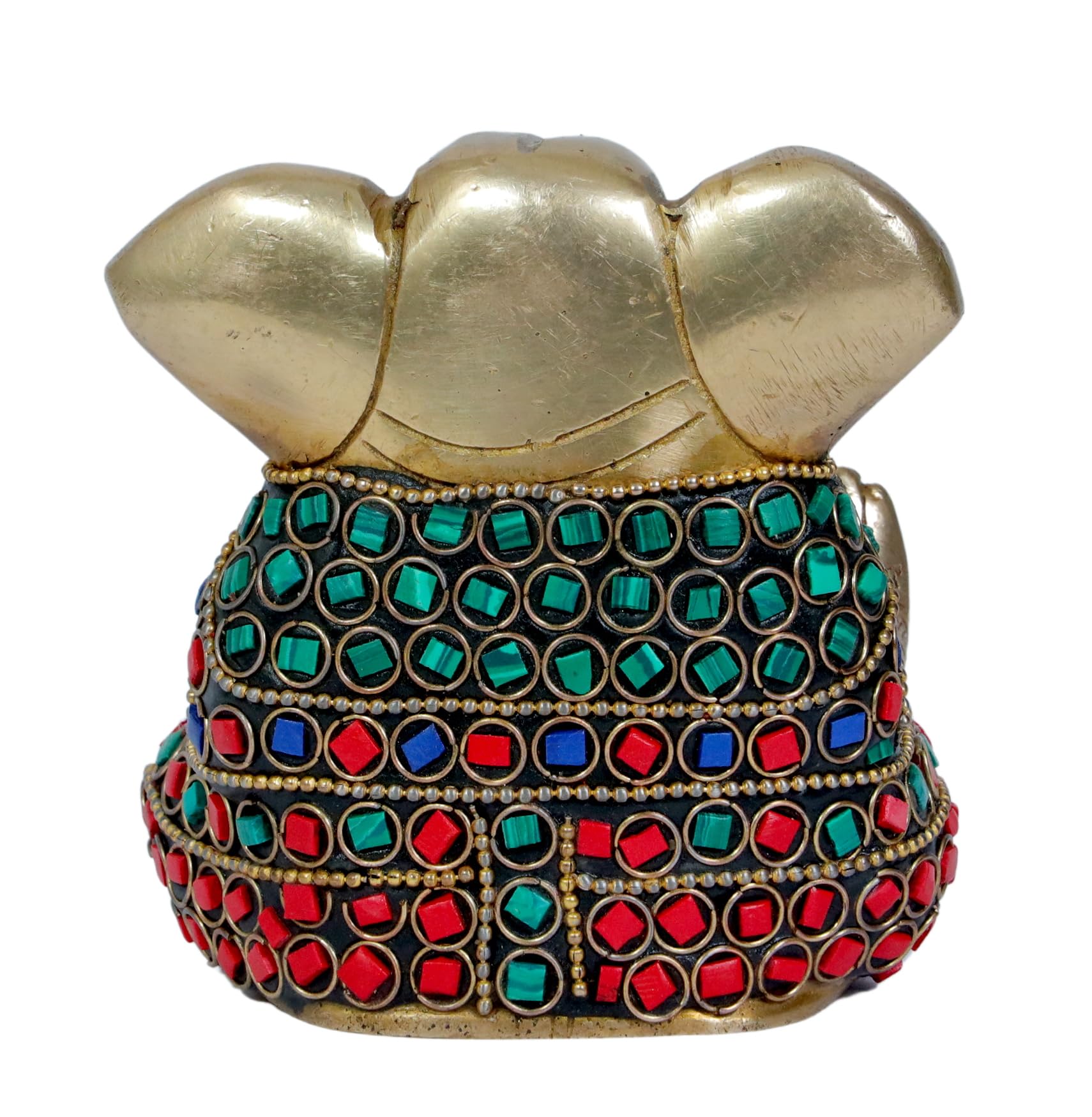 Brassaura Ganesha Idol Brass With Gem Stone Work Handwork Ganesh Bhagwan Large Statue God Ganpati Murti For Home Pooja Entrace D