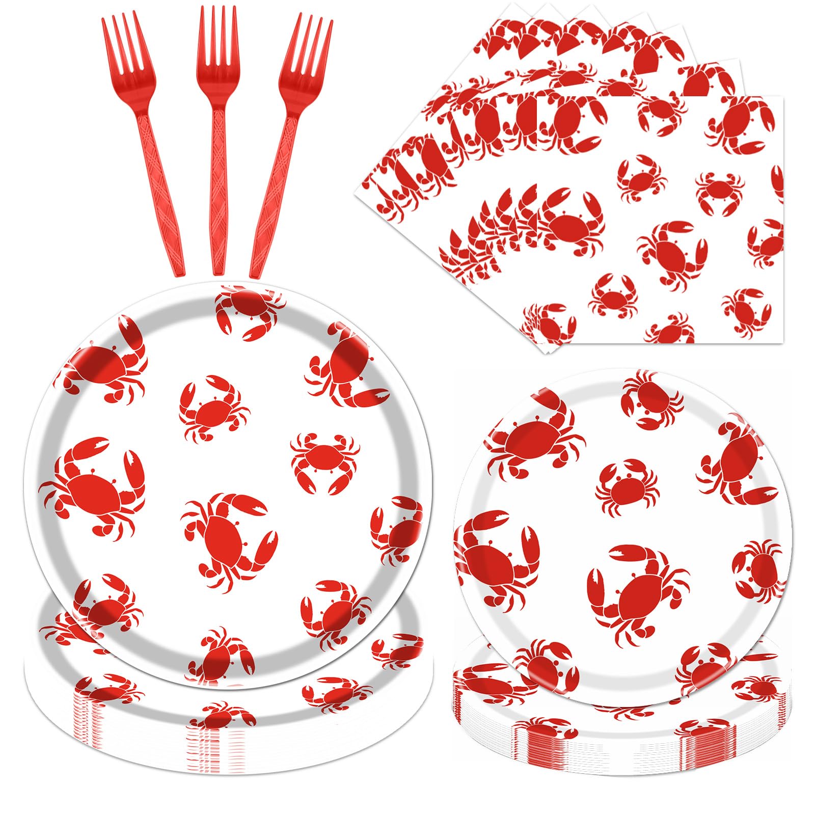 Yoyuspy Crab Boil Party Tableware Supplies, 96PCS Seafood Boil Paper Plates and Napkins Set, Disposable Birthday Baby Shower Cra