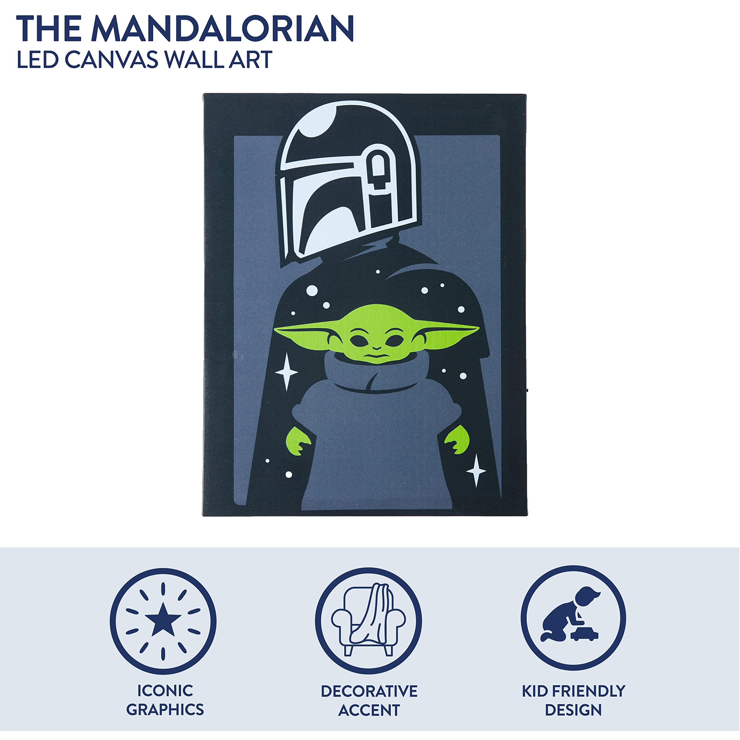 Idea Nuova Star Wars: The Mandalorian featuring The Child LED Canvas Wall Art  15.75 ''x11.5 ''