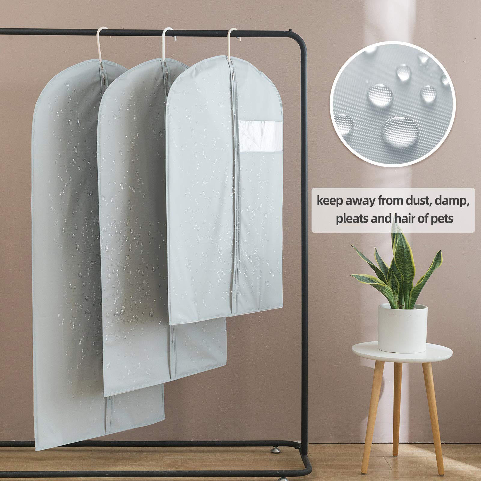 Dress Bags for Gowns Long  65'' Long Dress Clear Garment Bag(Set of 2  23.3'' X 65'')