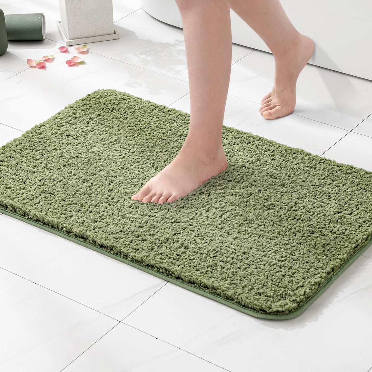 Miulee Extra Thick Non Slip Bathroom Rug Shaggy Soft Bath Mat Plush Microfiber Absorbent Water For Shower Tub Machine Washable (