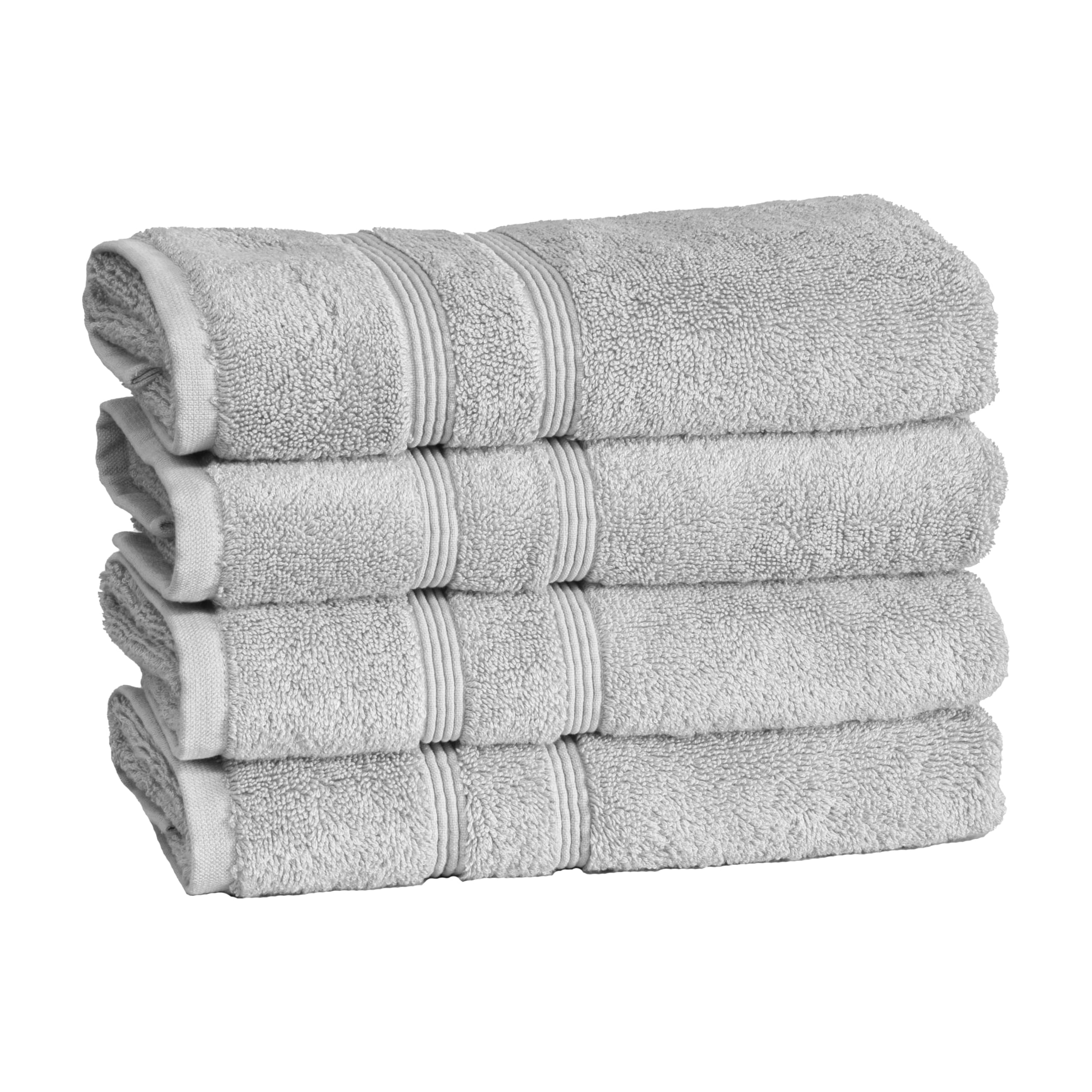 Mosobam Luxury Turkish Set Of 4 Hand Towels 16X30 Light Grey (Gray) 700 Gsm Bamboo Viscose & Aegean Turkish Combed Cotton