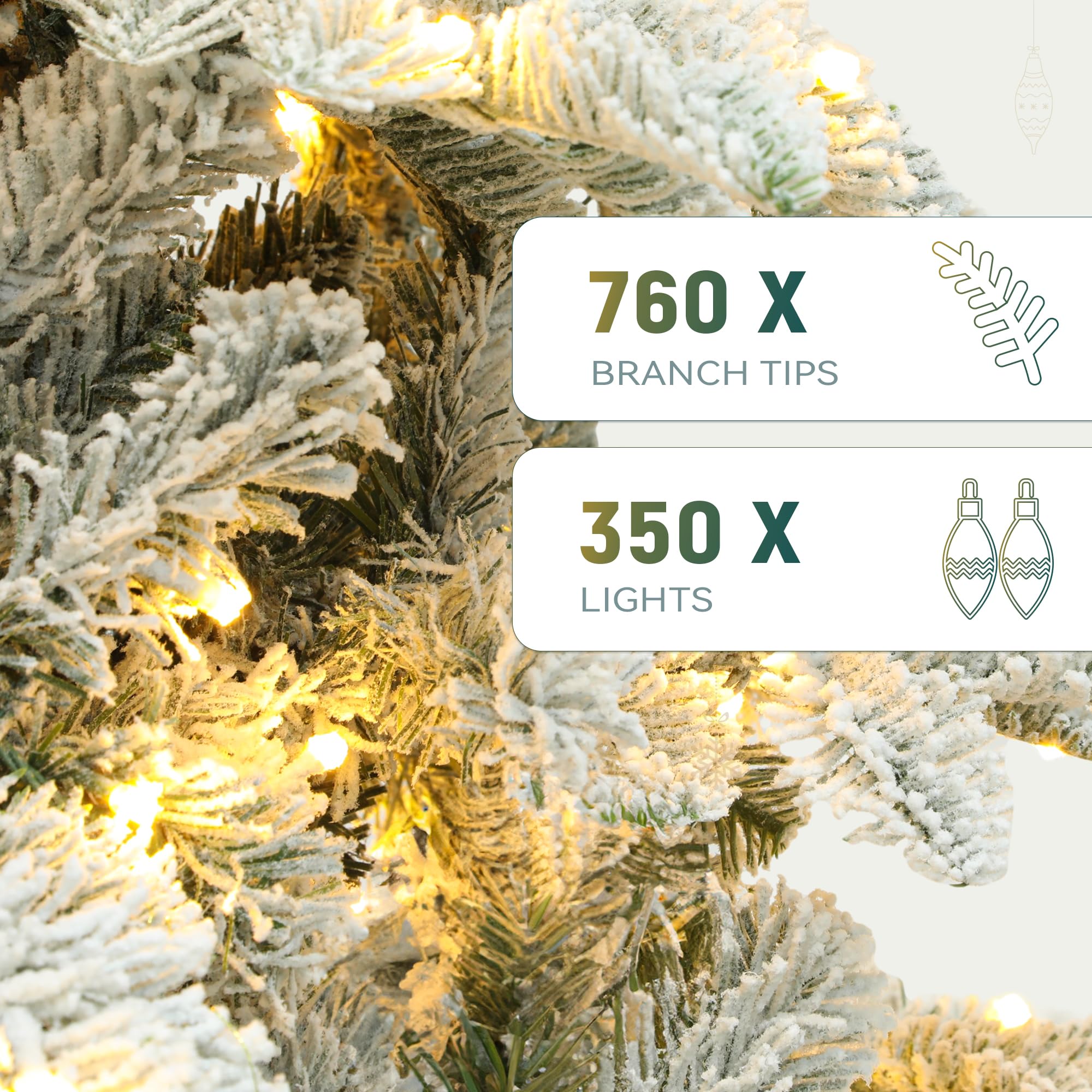 YITAHOME Pre-Lit Flocked Artificial Christmas Tree with Remote, 6.5 FT Snow Flocked Natural Layered Christmas Tree with 760 PE &