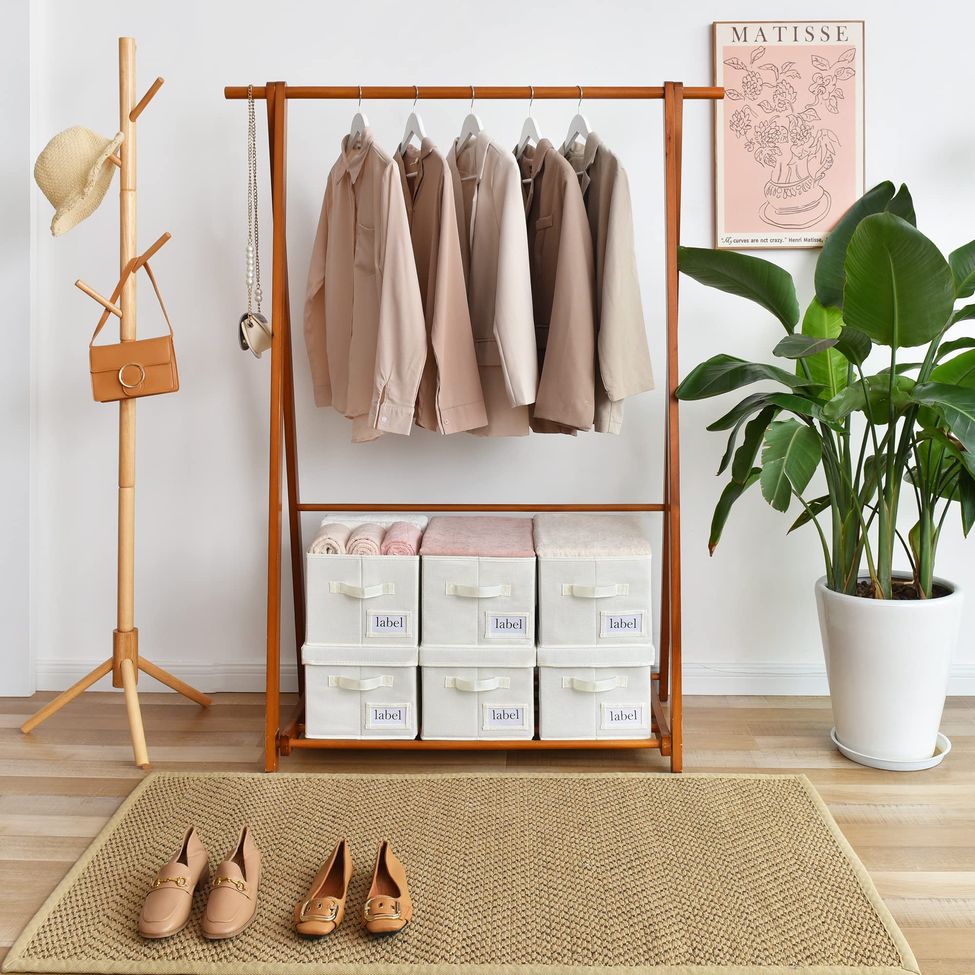 Granny Says Closet Organizer Bins With Label Holder, Fabric Storage Baskets, Foldable Storage Bins For Living Room, Decorative S
