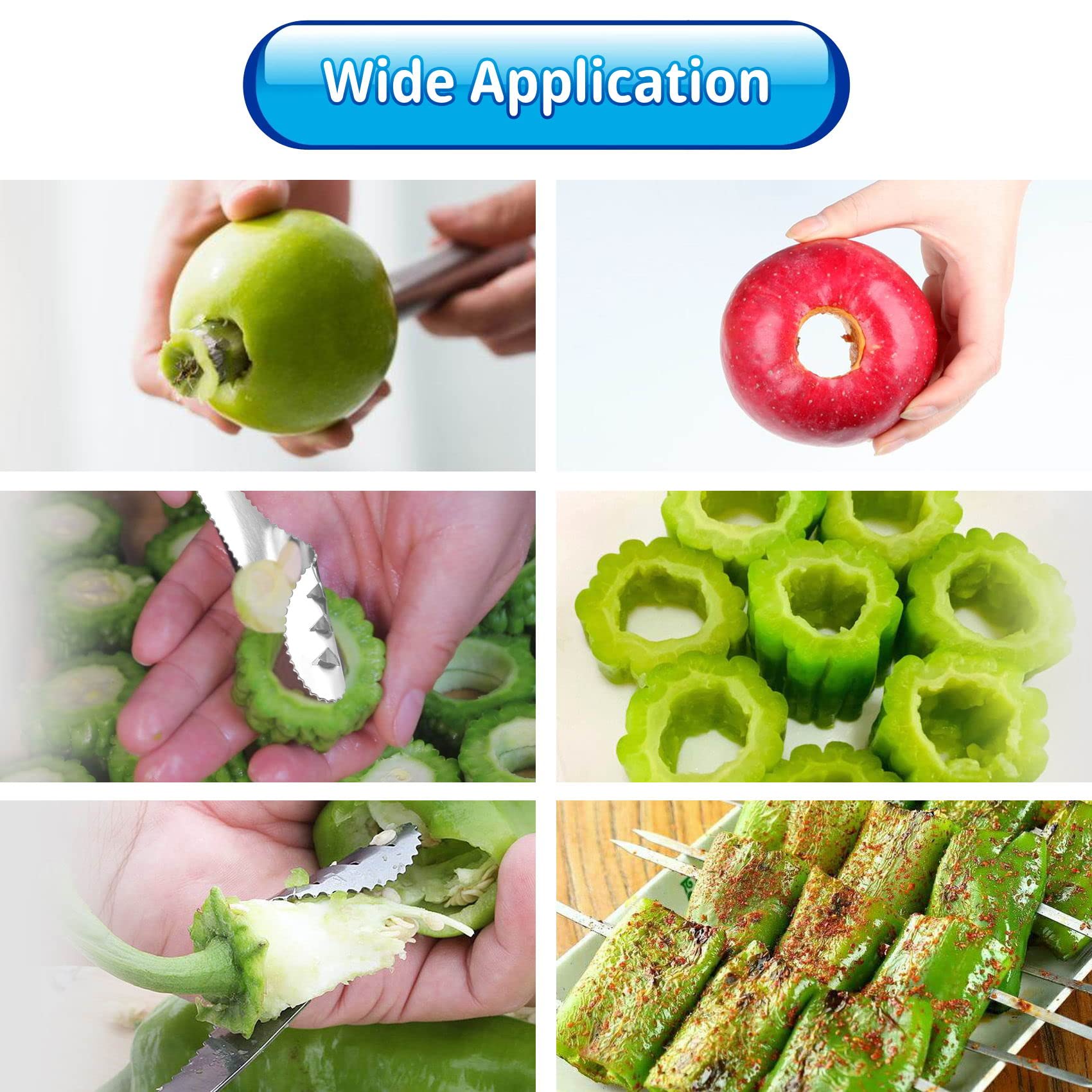 Hengdu Stainless Steel Core Remover Set,Unique Kitchen Gadgets 6-Piece Set Of Vegetables And Fruits For Corer Tool
