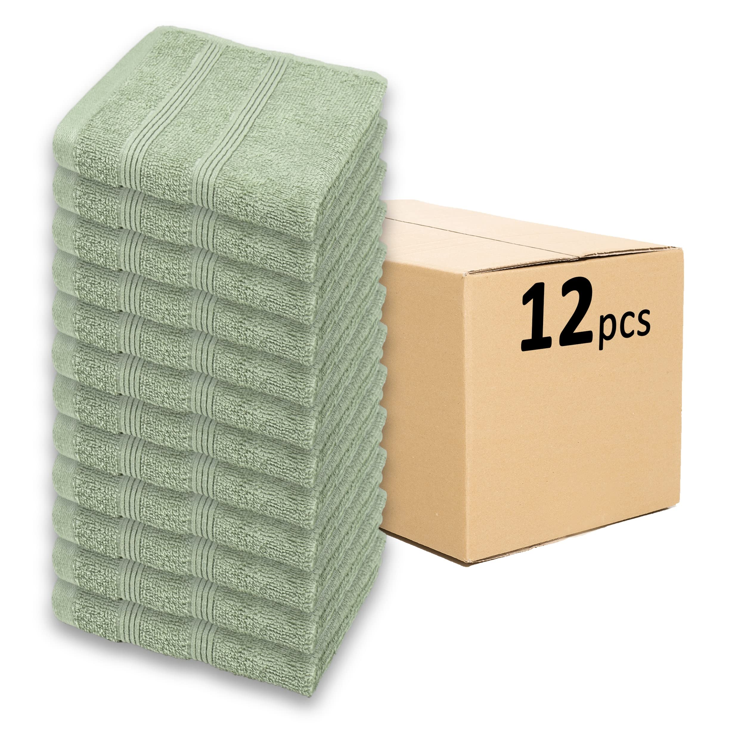 Kaufman - Premium Washcloth Set Of 12 (13X13 Inches) 100% Cotton Ring Spun, Highly Absorbent, Durable And Ultra Soft Feel Wash C