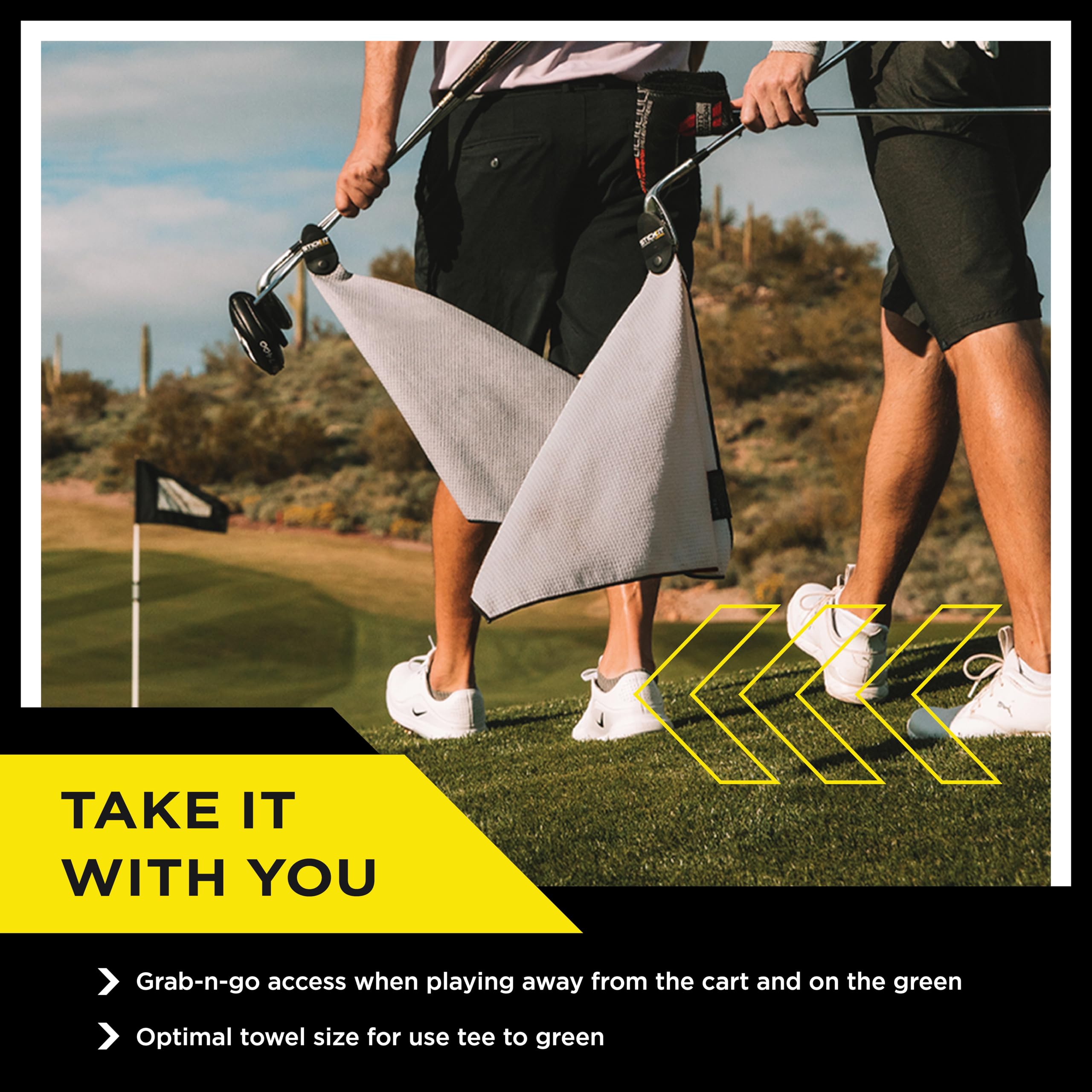 STICKIT Magnetic Towel  Gray  Top-Tier Microfiber Golf Towel with Deep Waffle Pockets  Industrial Strength Magnet for Strong Hold to Golf Carts or Clubs