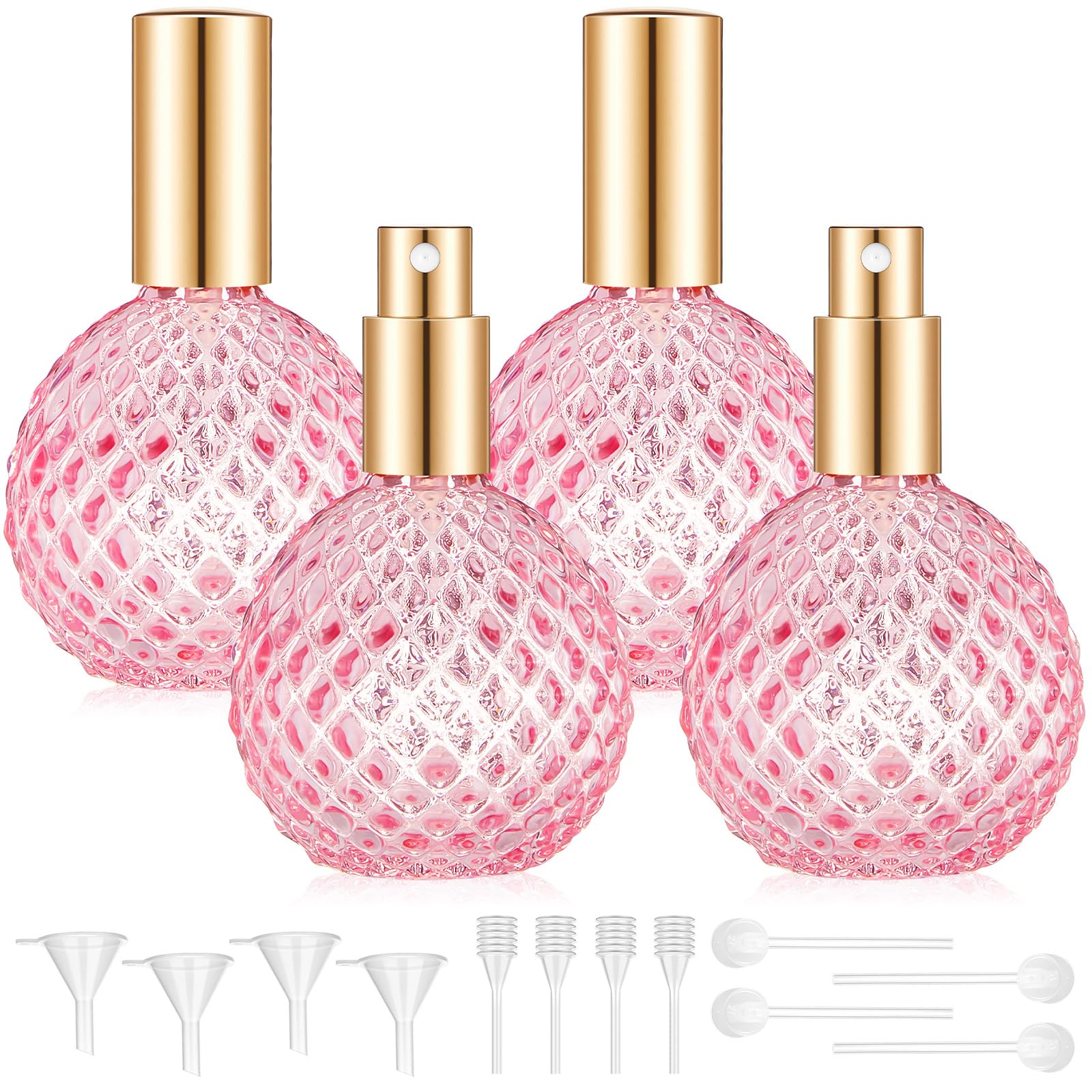Teenyyou 4 Pack 100Ml Glass Perfume Bottles Retro Empty Perfume Bottle Refillable Decorative Fine Mist Spray Bottles For Women A