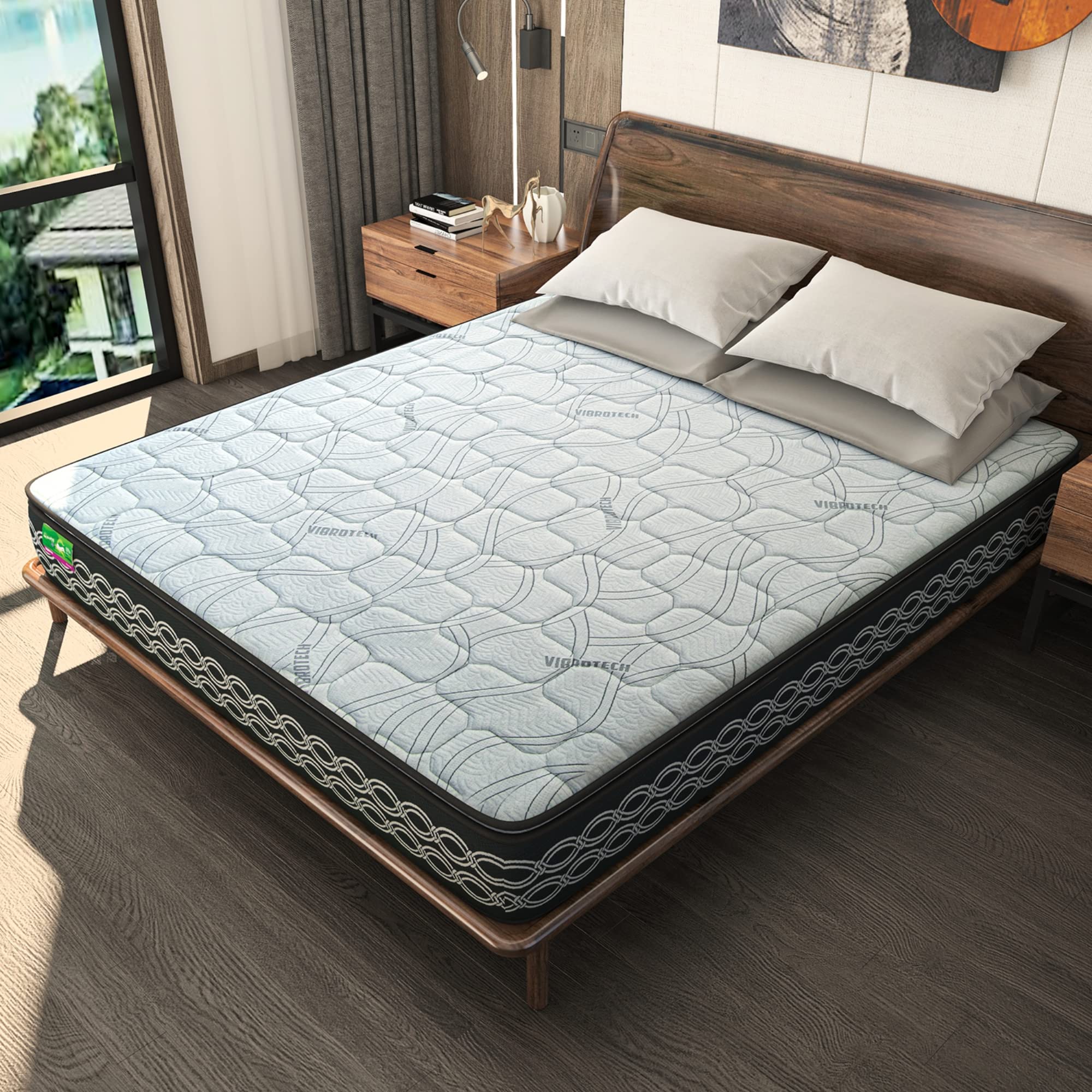 Sleepfresh Queen Mattress (72x60x8 Inch) Grande Vibrotech Mattress, Firm Support, Zero Disturbance, Cooling Foam, DIY Roll Packe
